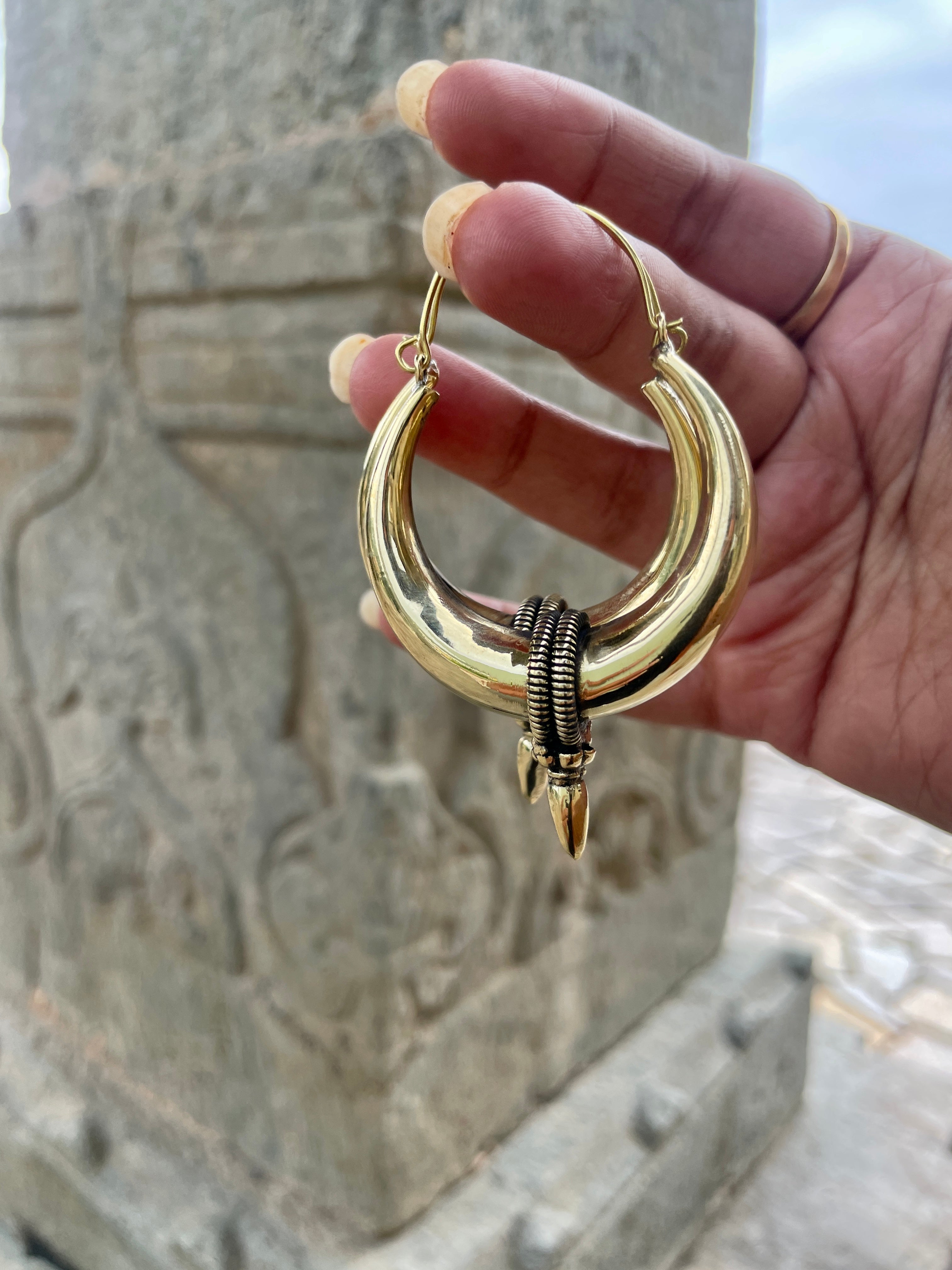 Kala Brass Hand-Moulded Chaandbali - Large