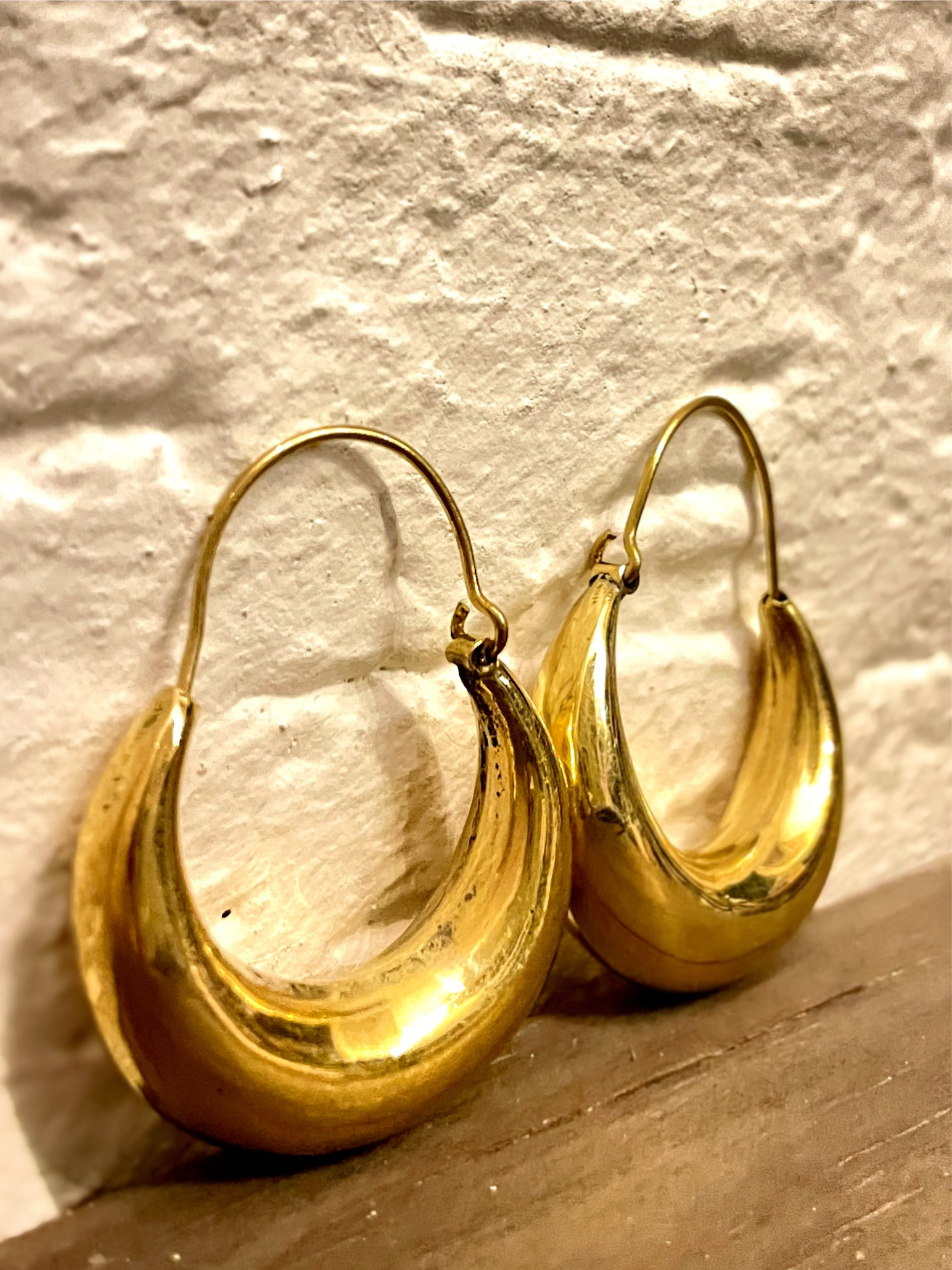 Brass Hand-moulded Chaandbali - Medium