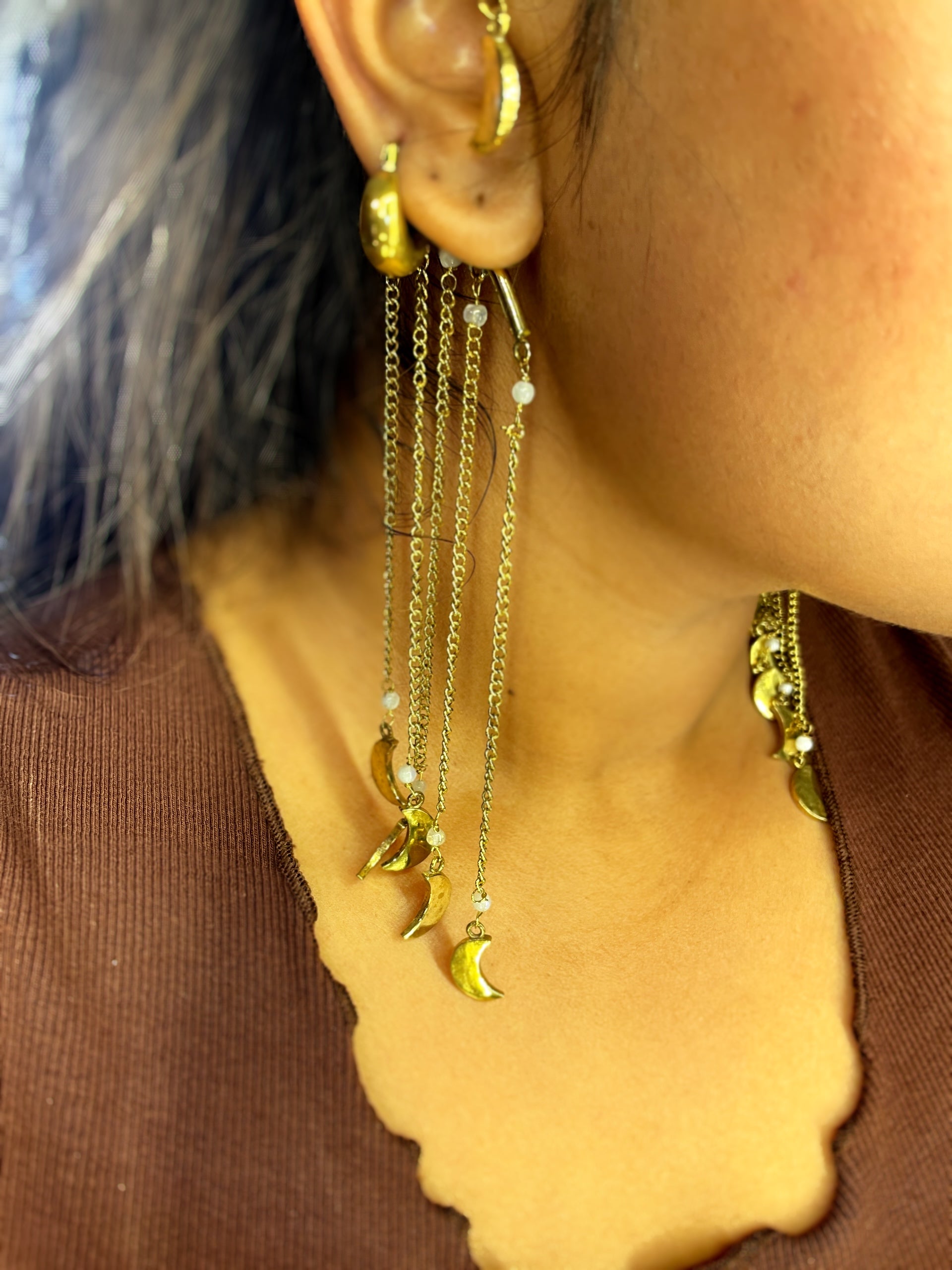 Chaand Leher Brass Earcuffs