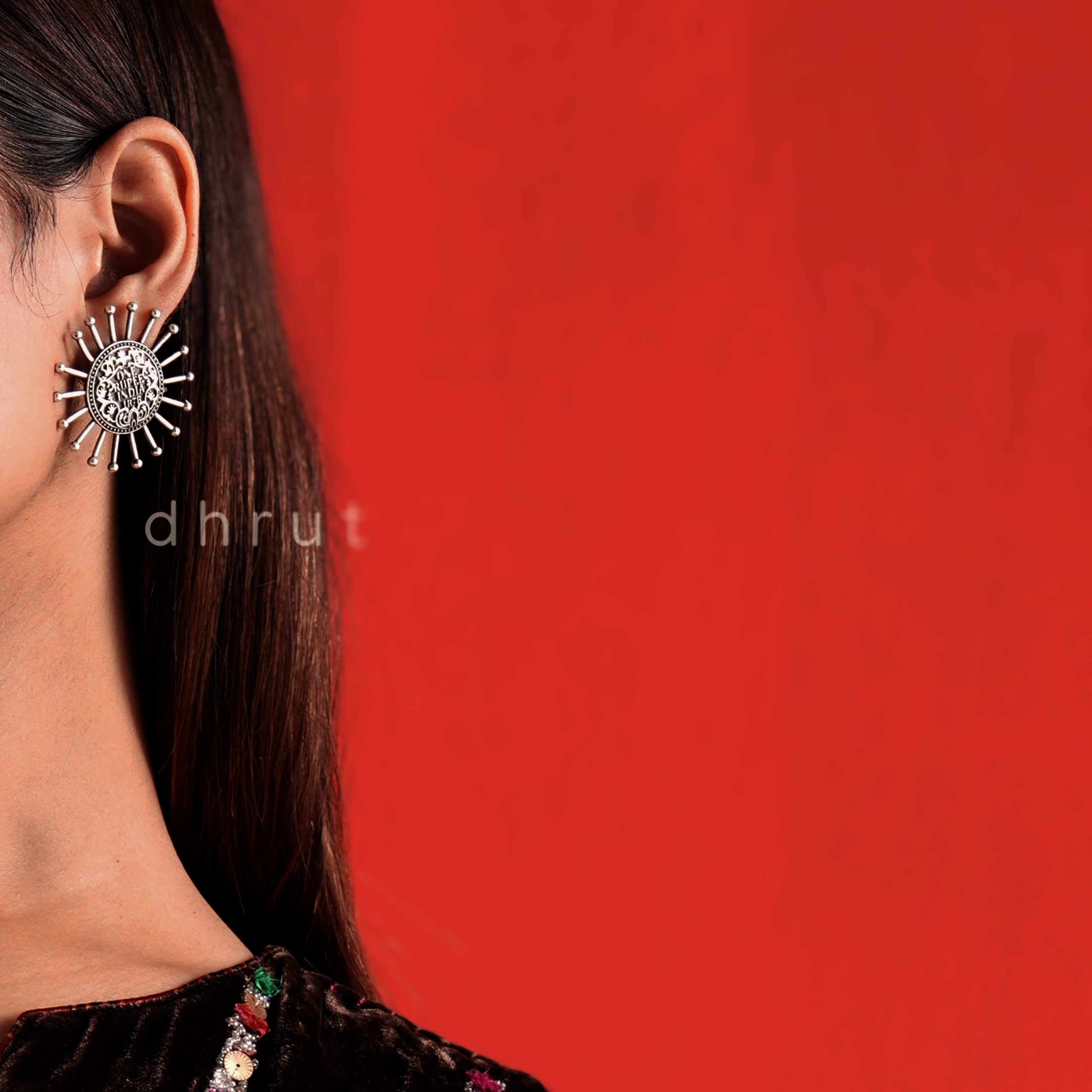 One Rupee Coin Stud Earrings