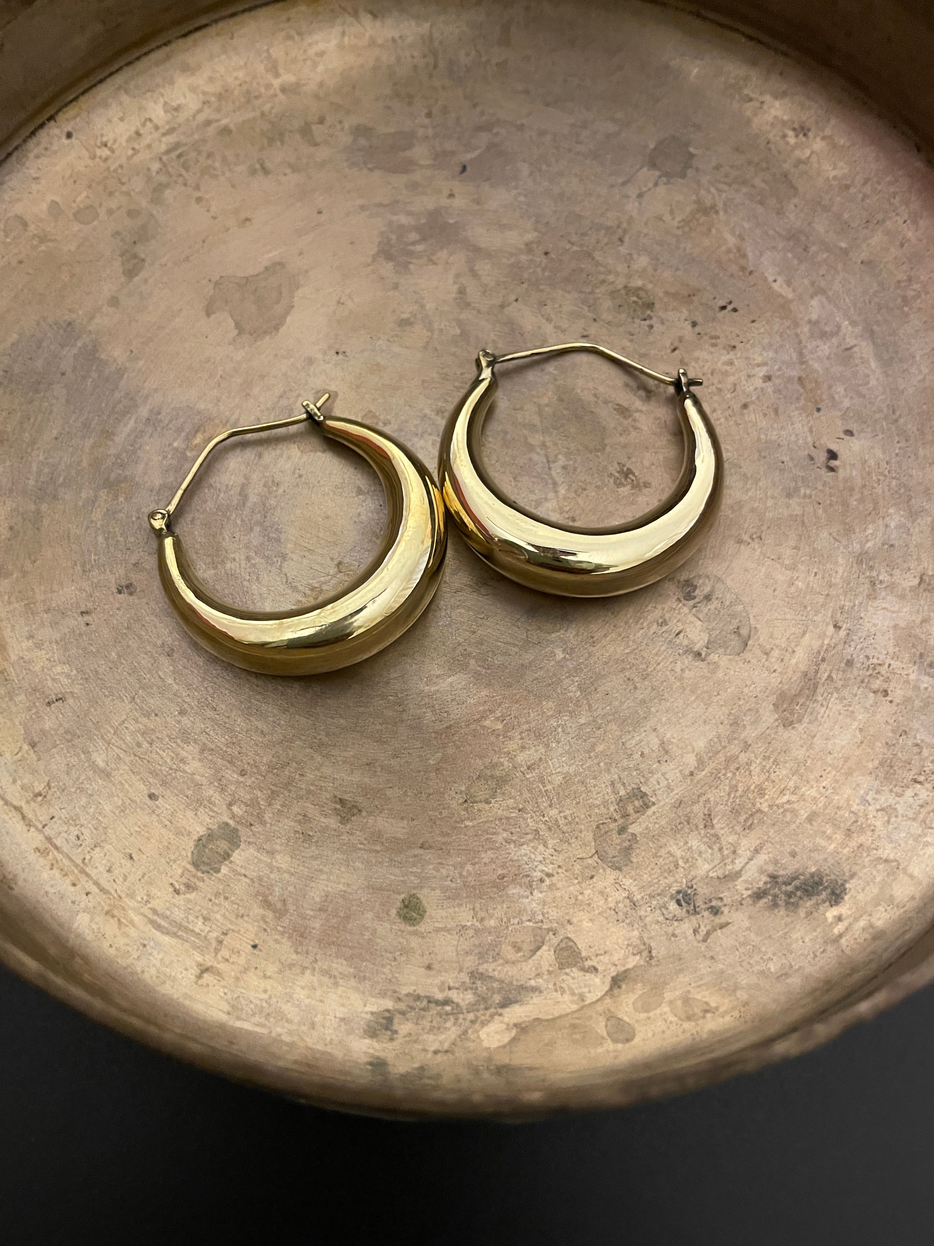 Brass Hand-moulded Chaandbali - Medium Small