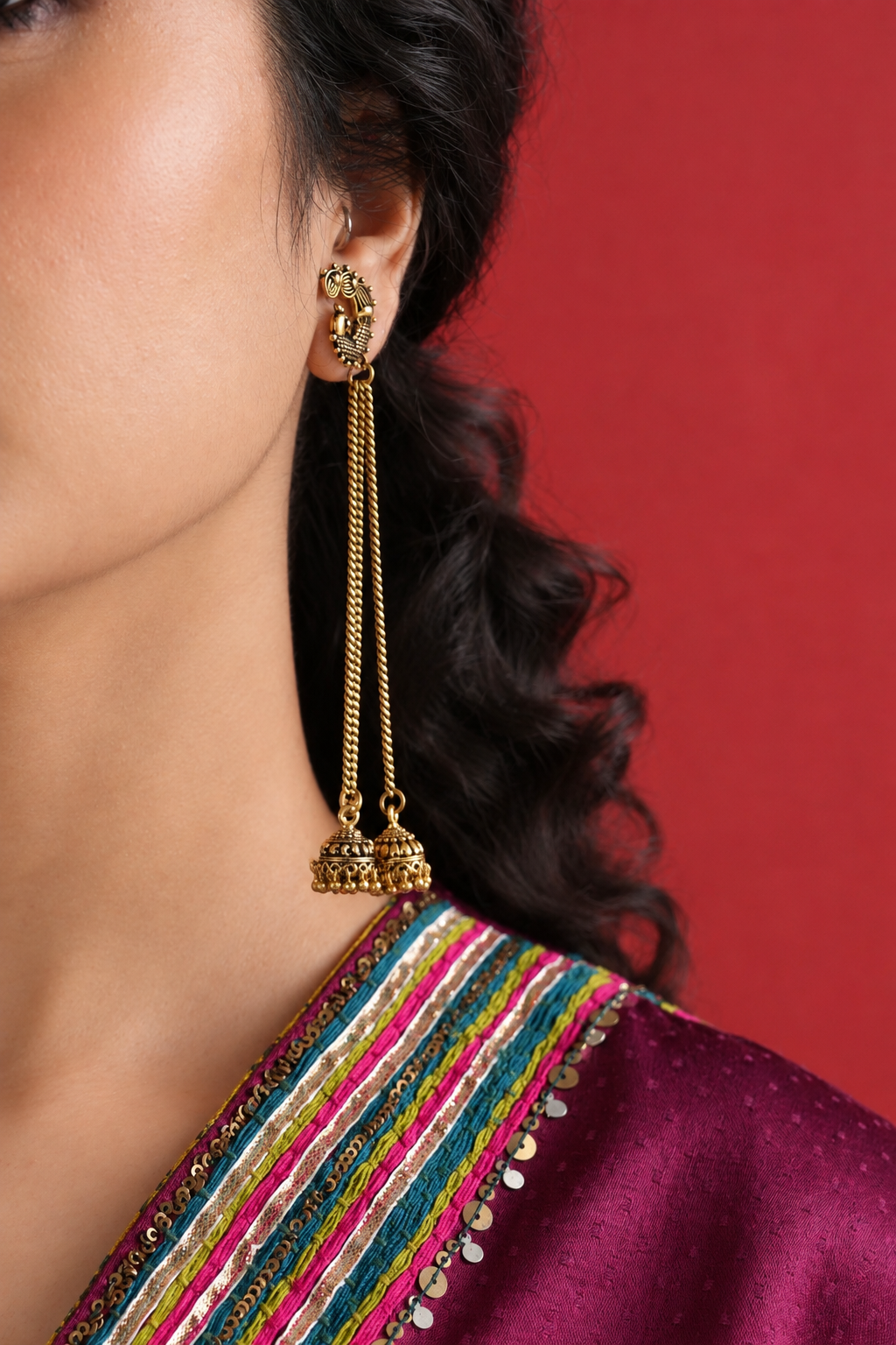Peacock Jhumka Dangler Earrings