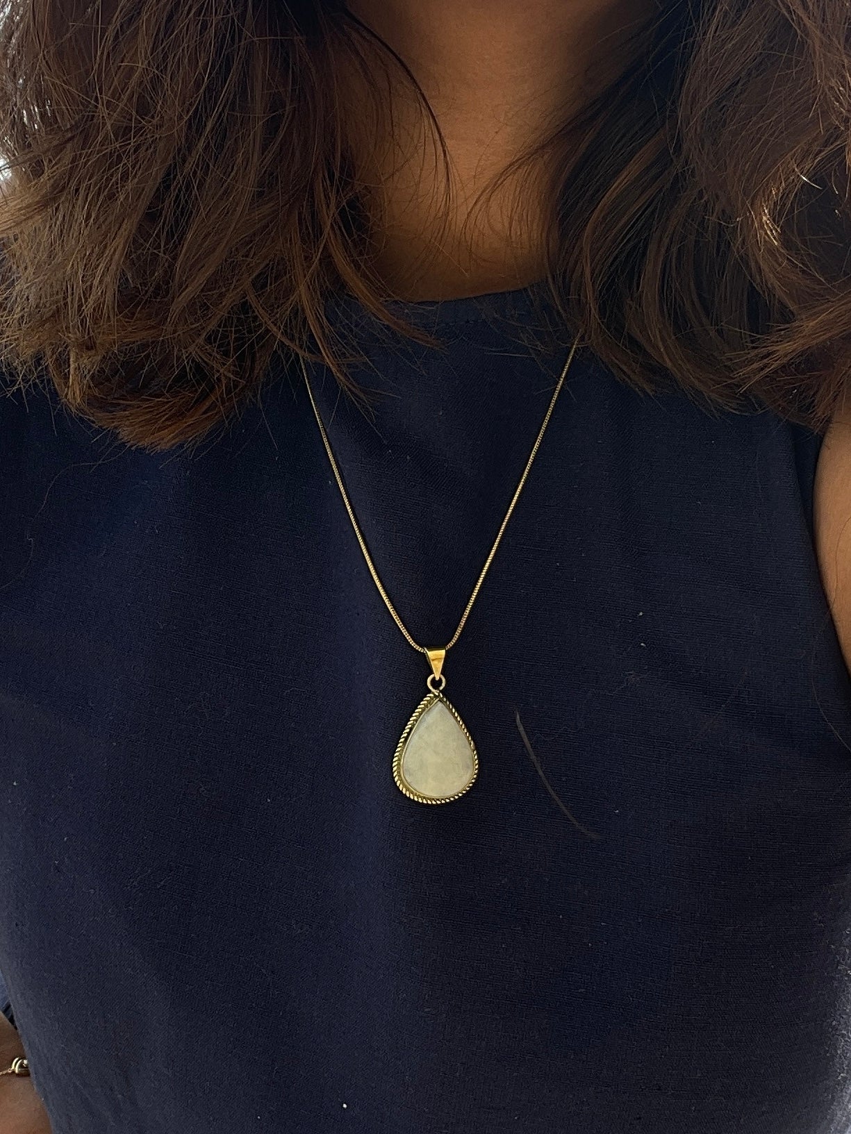 Moonstone encrusted Pure Brass Pendant