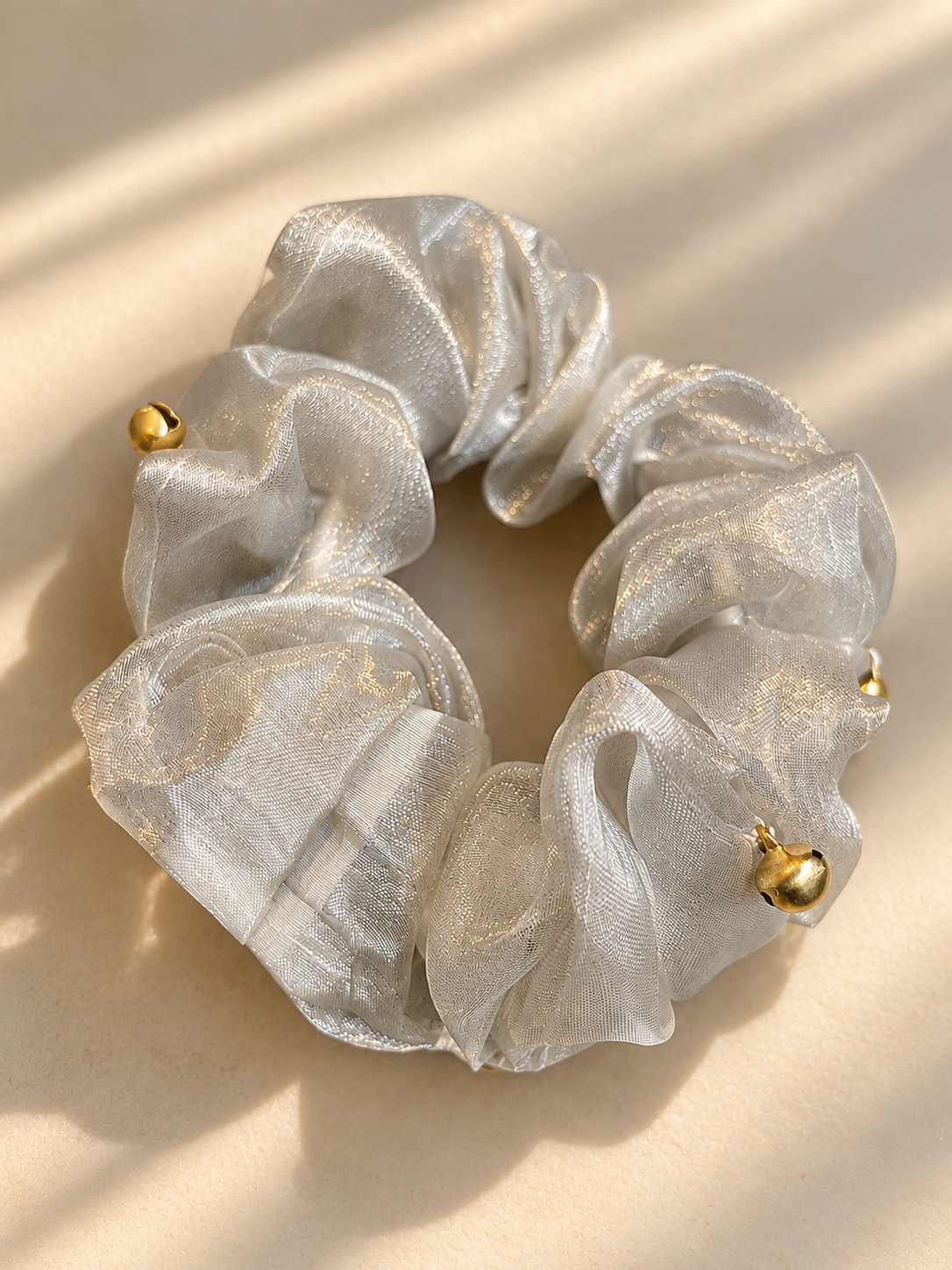 Ghungroo Pure Organza XL Scrunchie - Silver
