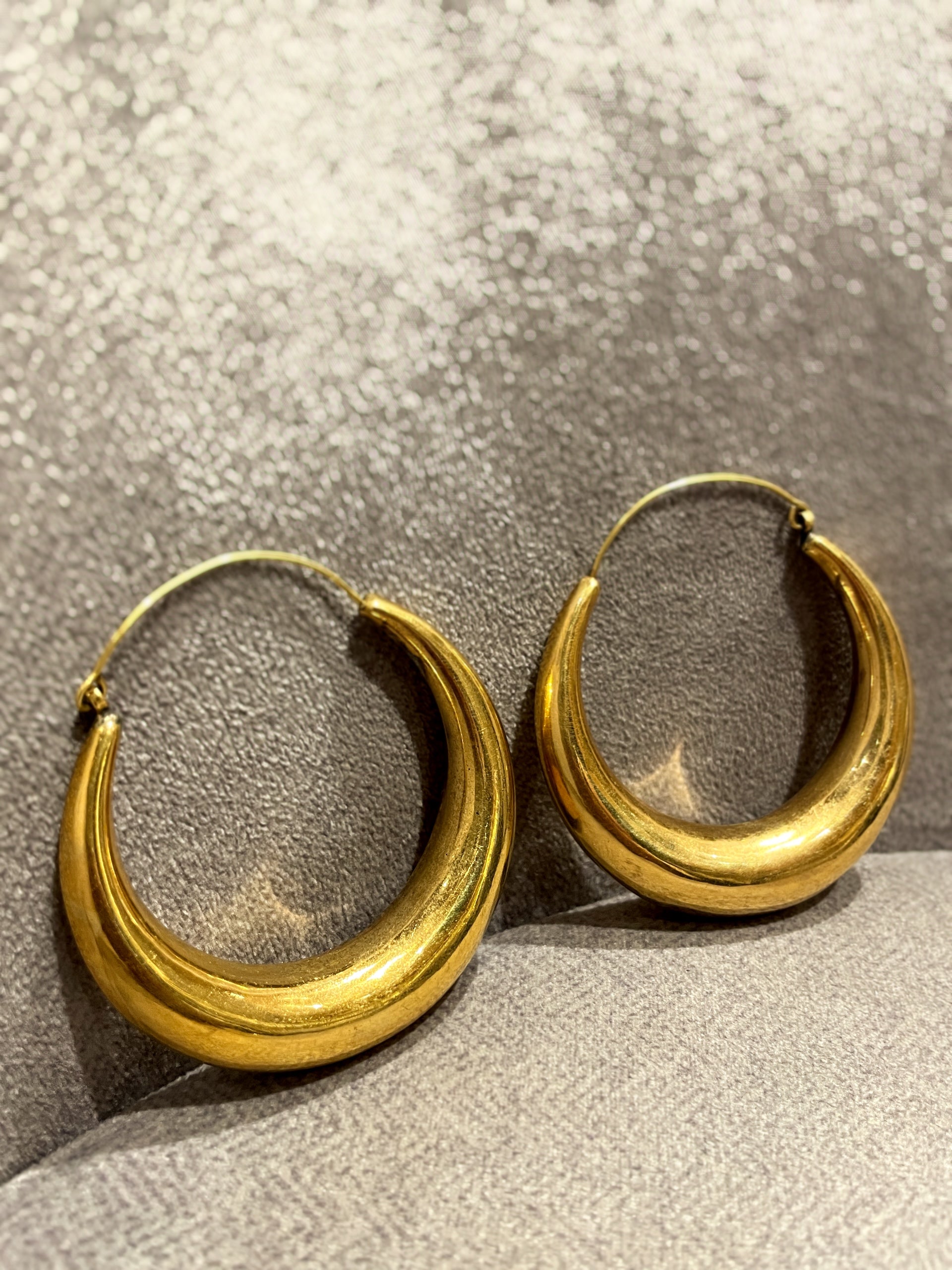 Brass Hand-moulded Chaandbali - Extra Large