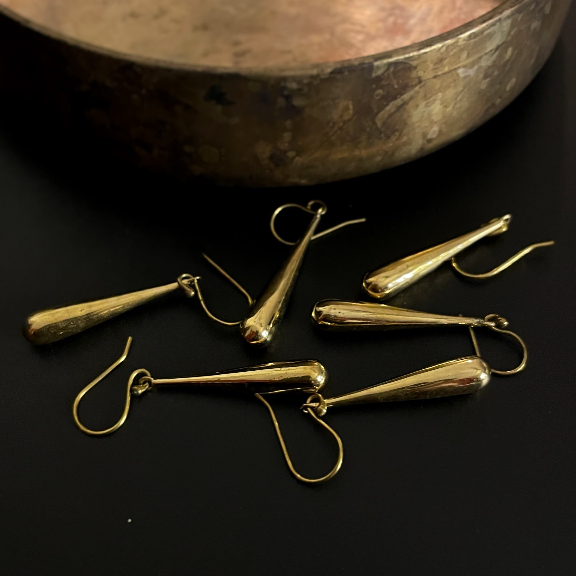 Diya Brass Teardrop Earrings