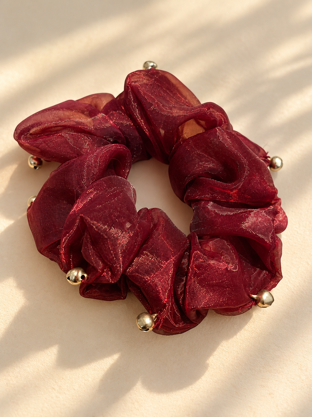 Ghungroo Pure Organza XL Scrunchie - Dark Maroon
