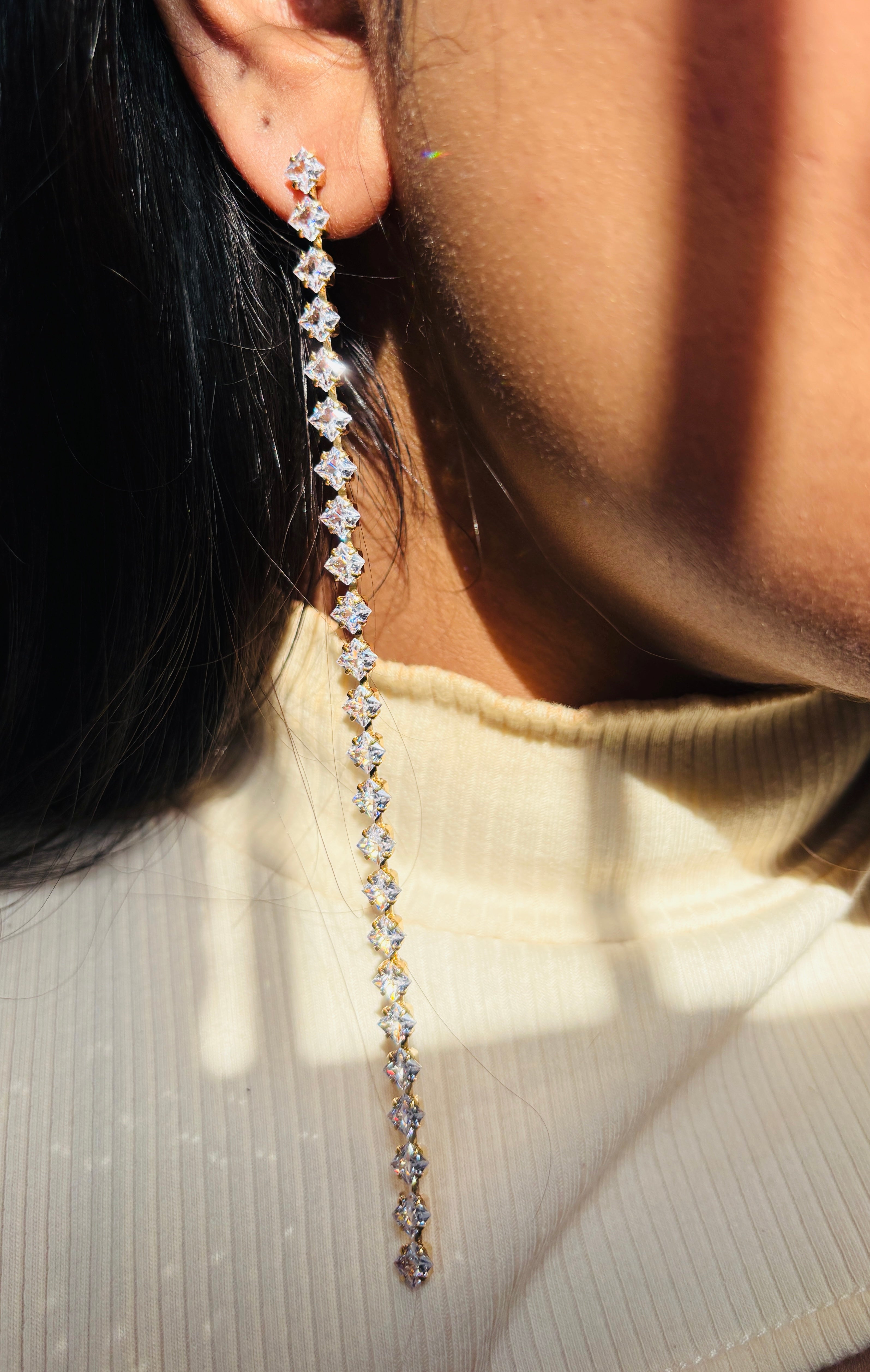 Cubic Zirconia Shoulder Grazer Earrings