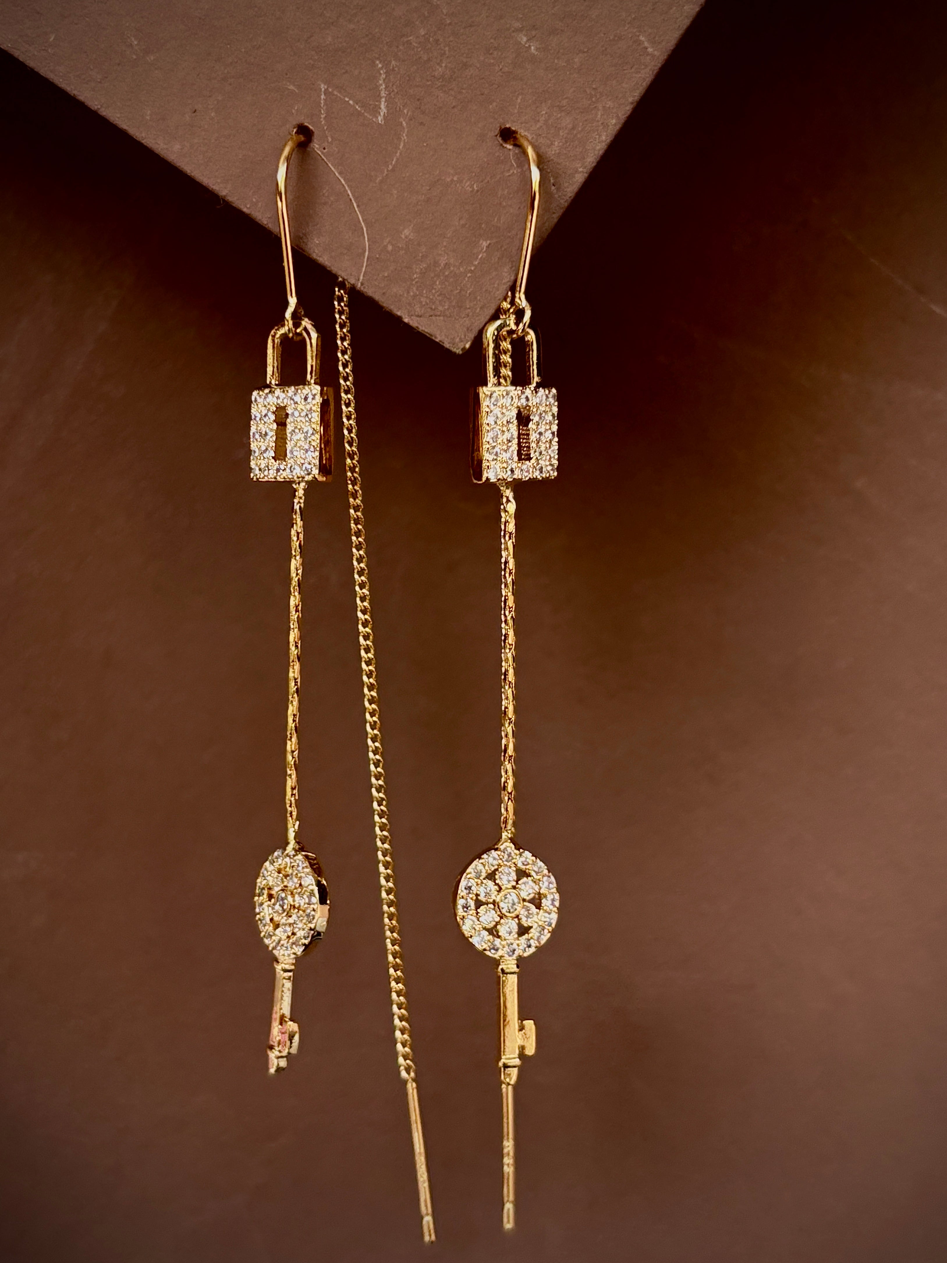 Lock & Key Threader Earrings