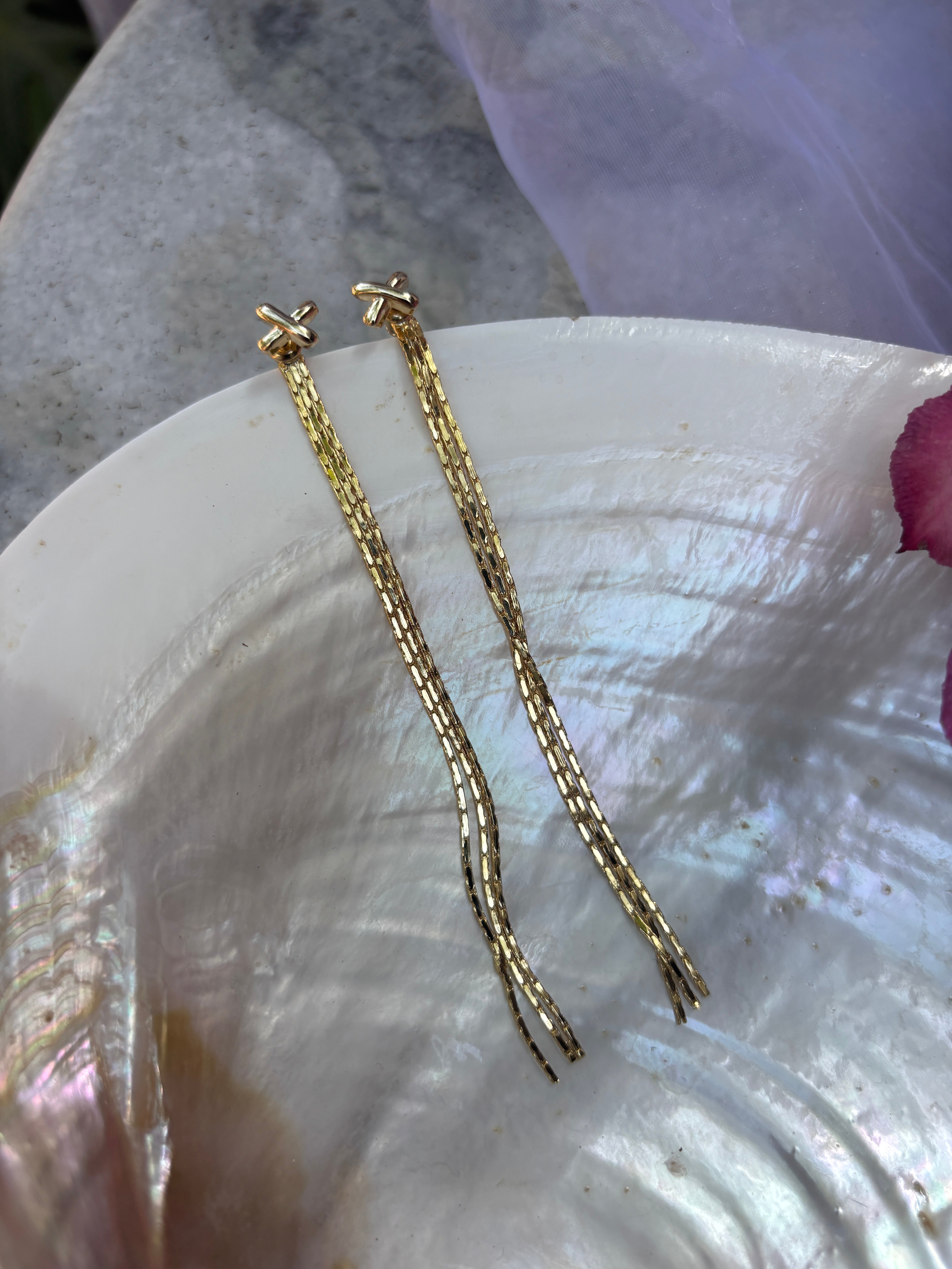 Star Crossed Snake Chain Shoulder Grazer Earrings