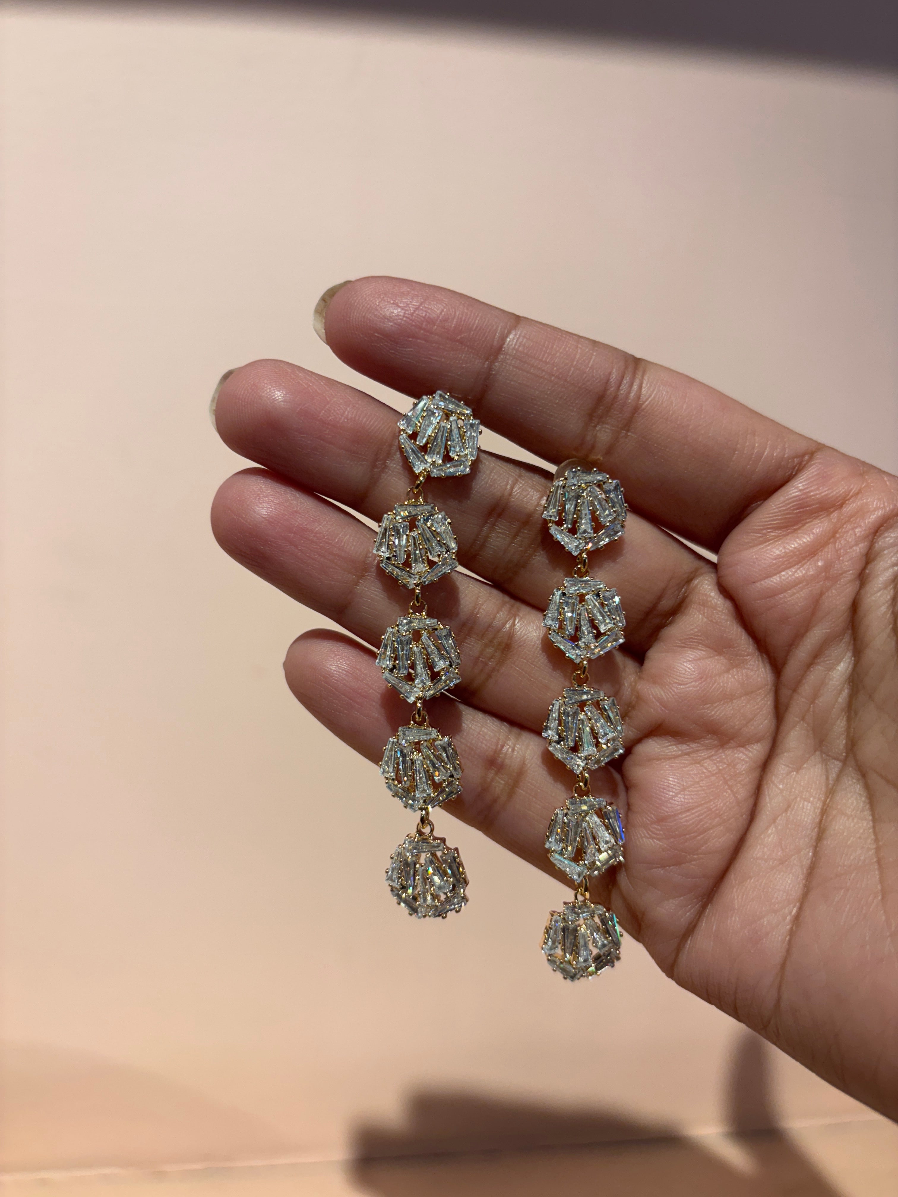 American Diamond Layered Dangler Earrings