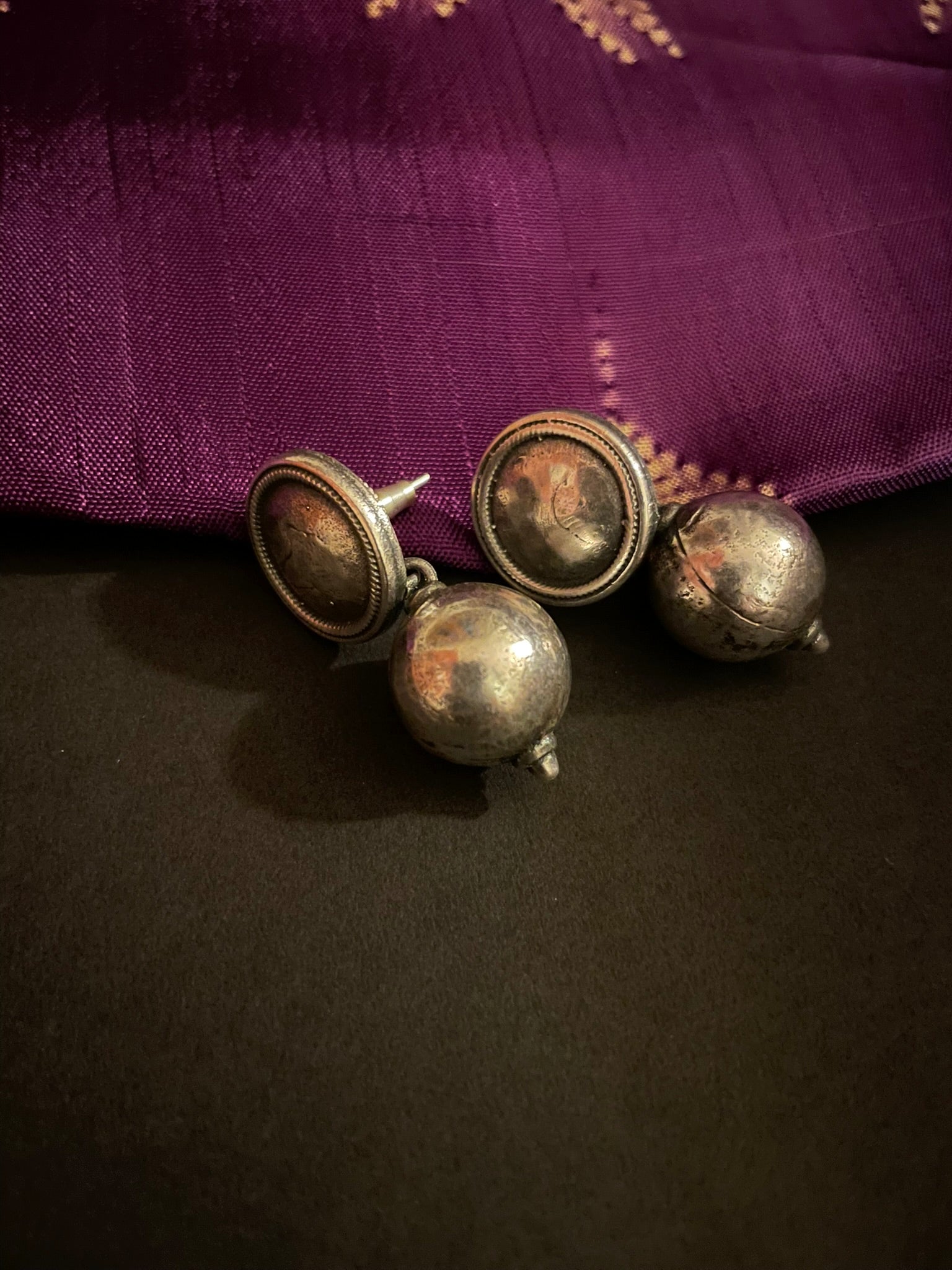 Oxidized Tribal Drop Earrings