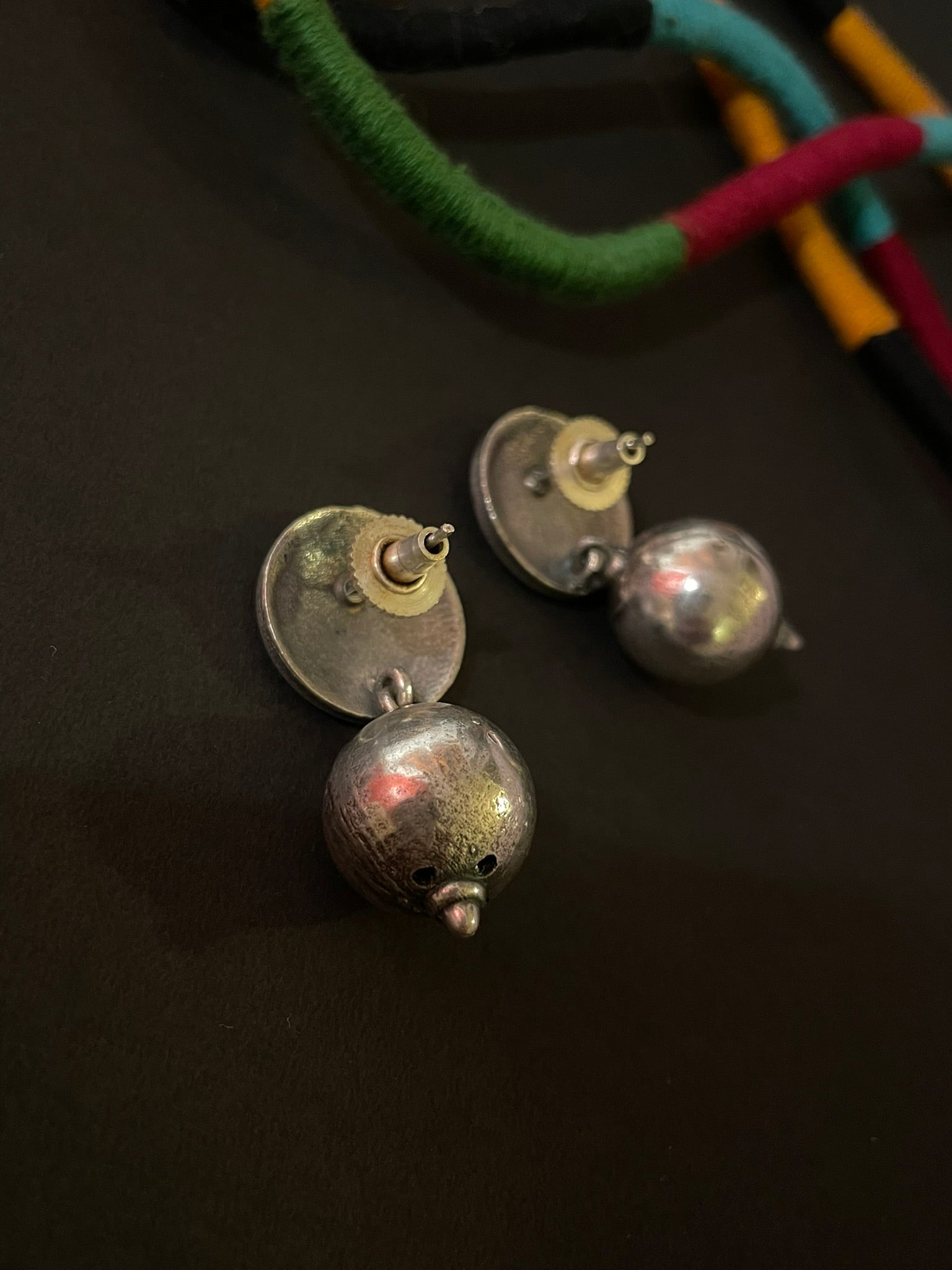 Oxidized Tribal Drop Earrings