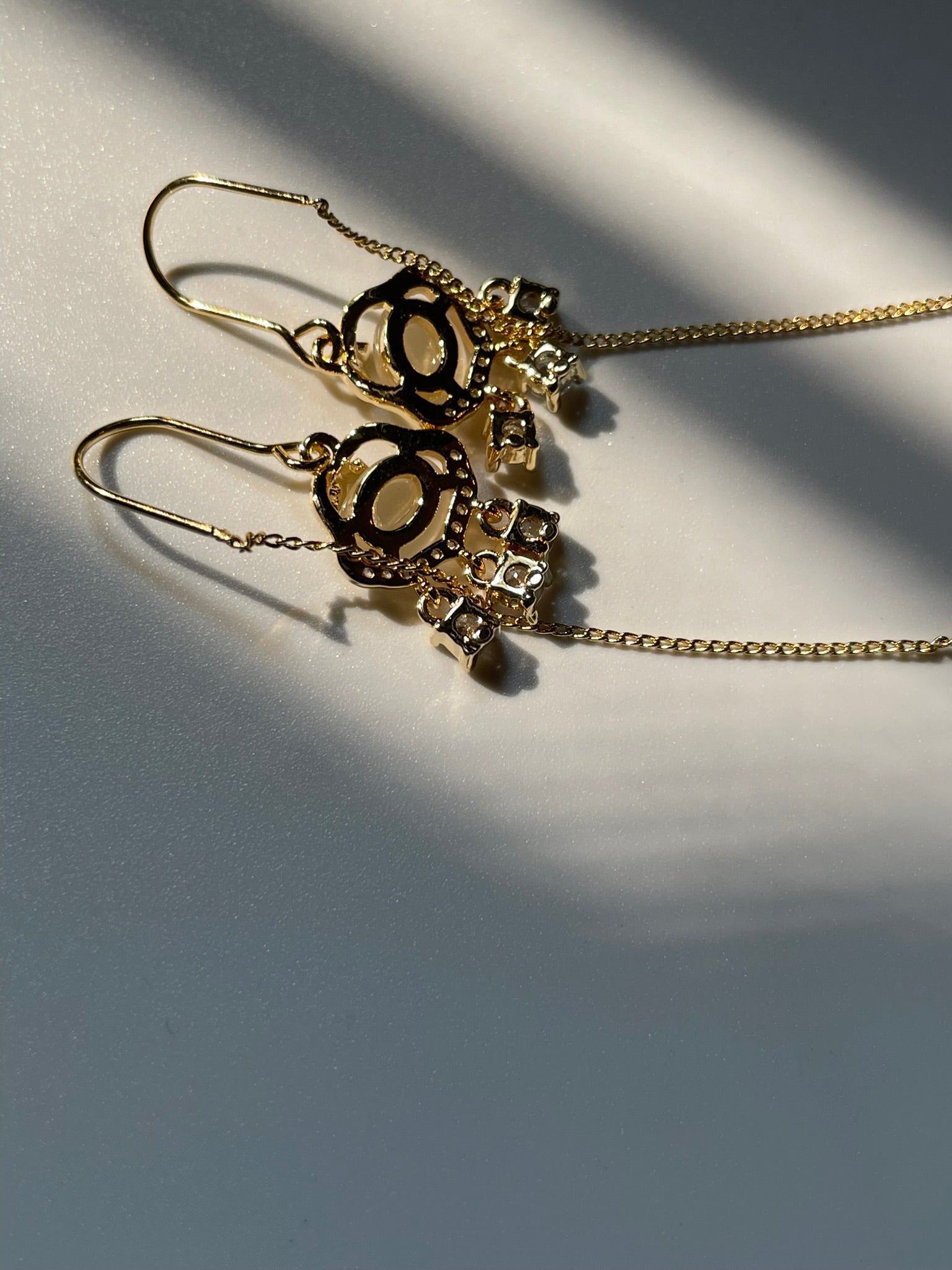 Tri-Zircon Threader Earrings