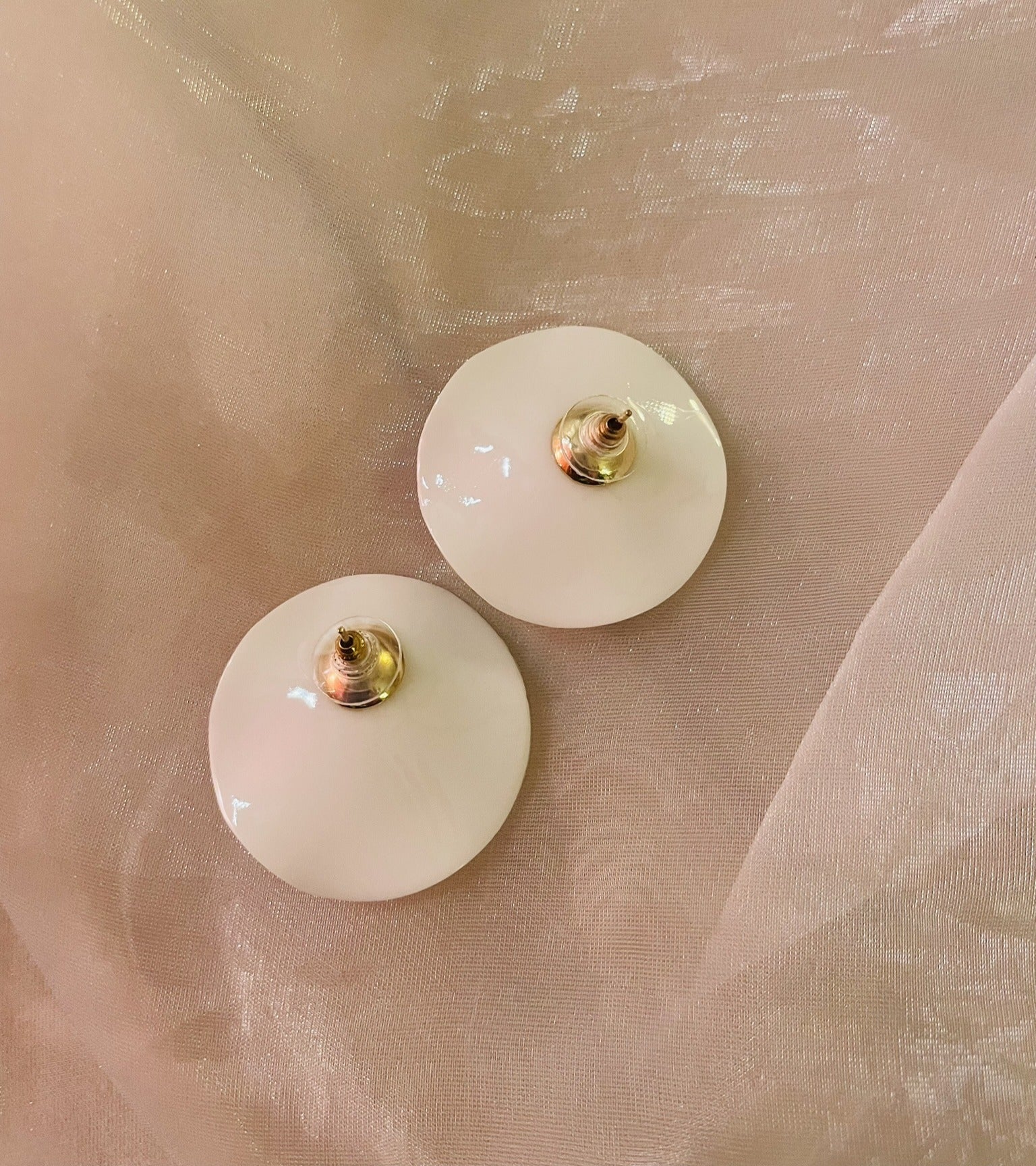 Pearl & Cubic Zirconia Disc Stud Earrings