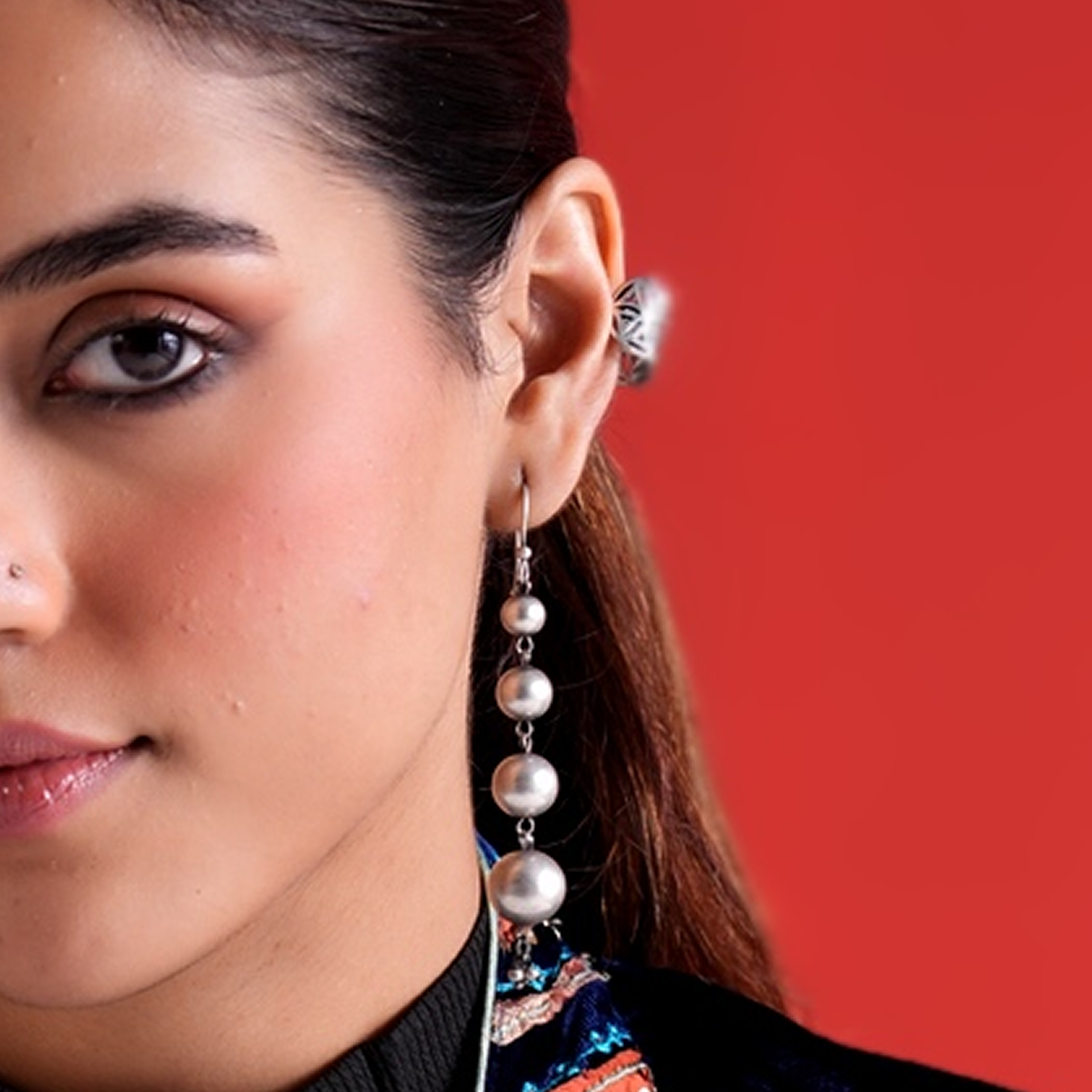Oxidised Latkan Long Earrings