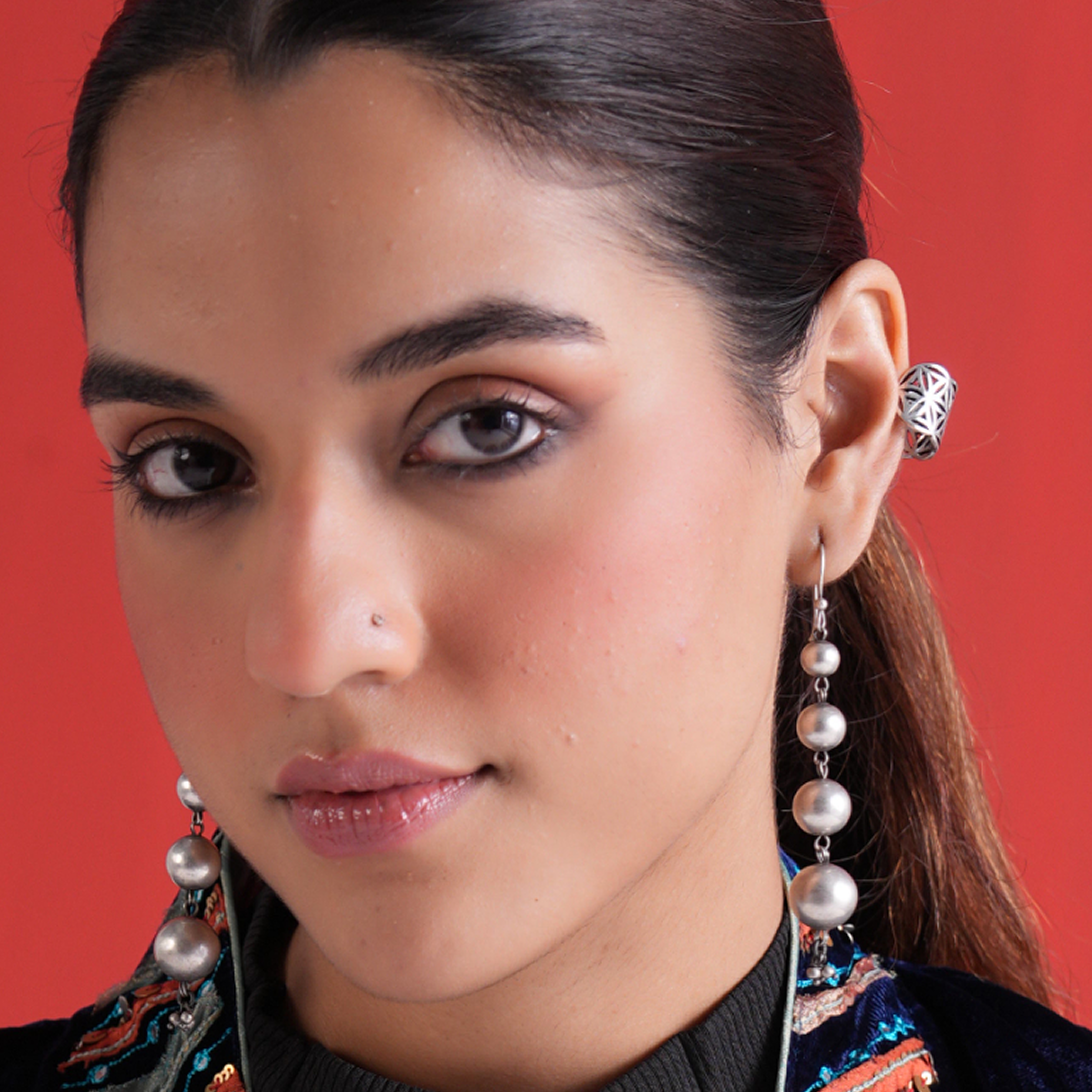 Oxidised Latkan Long Earrings