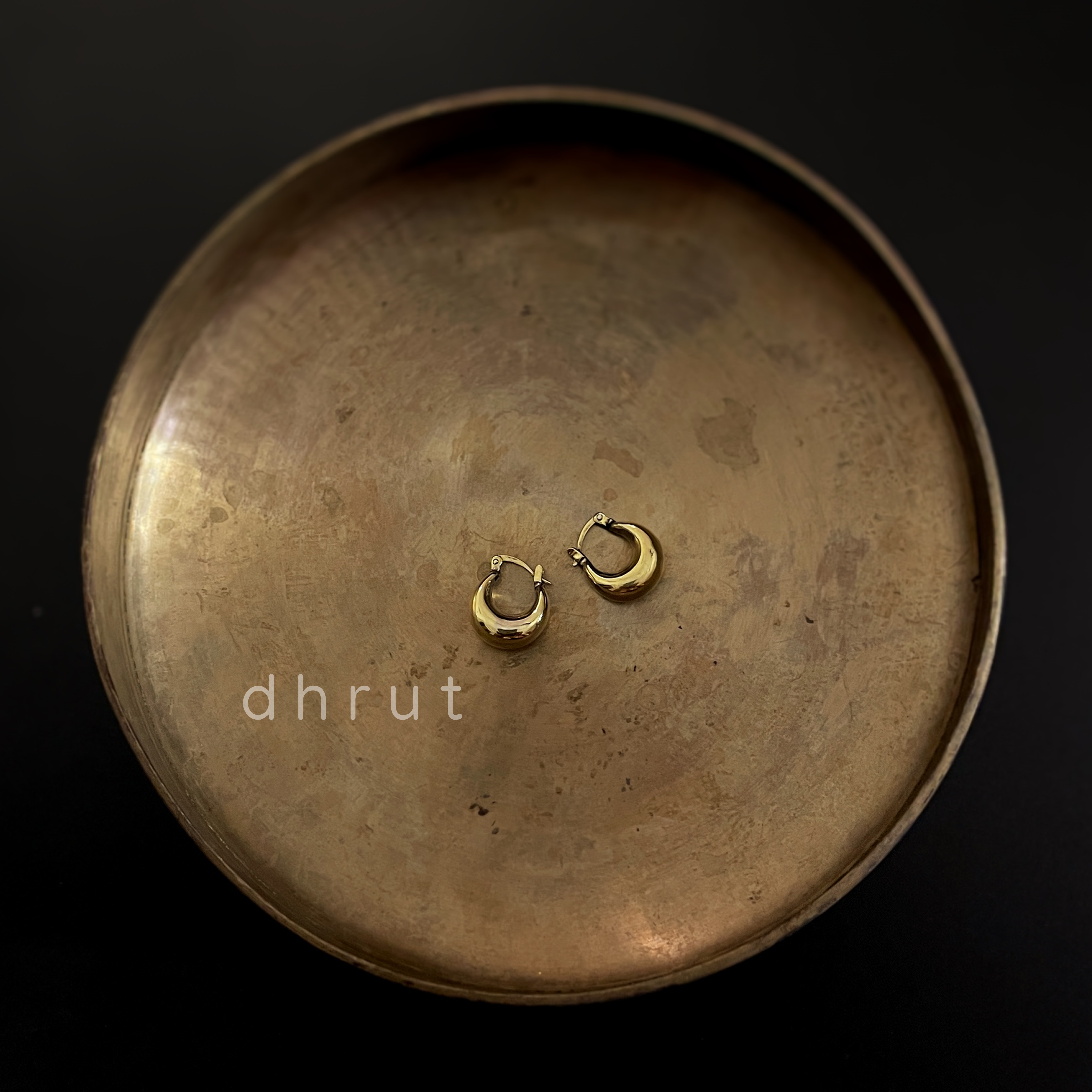 Brass Hand-moulded Chaandbali - Extra Small