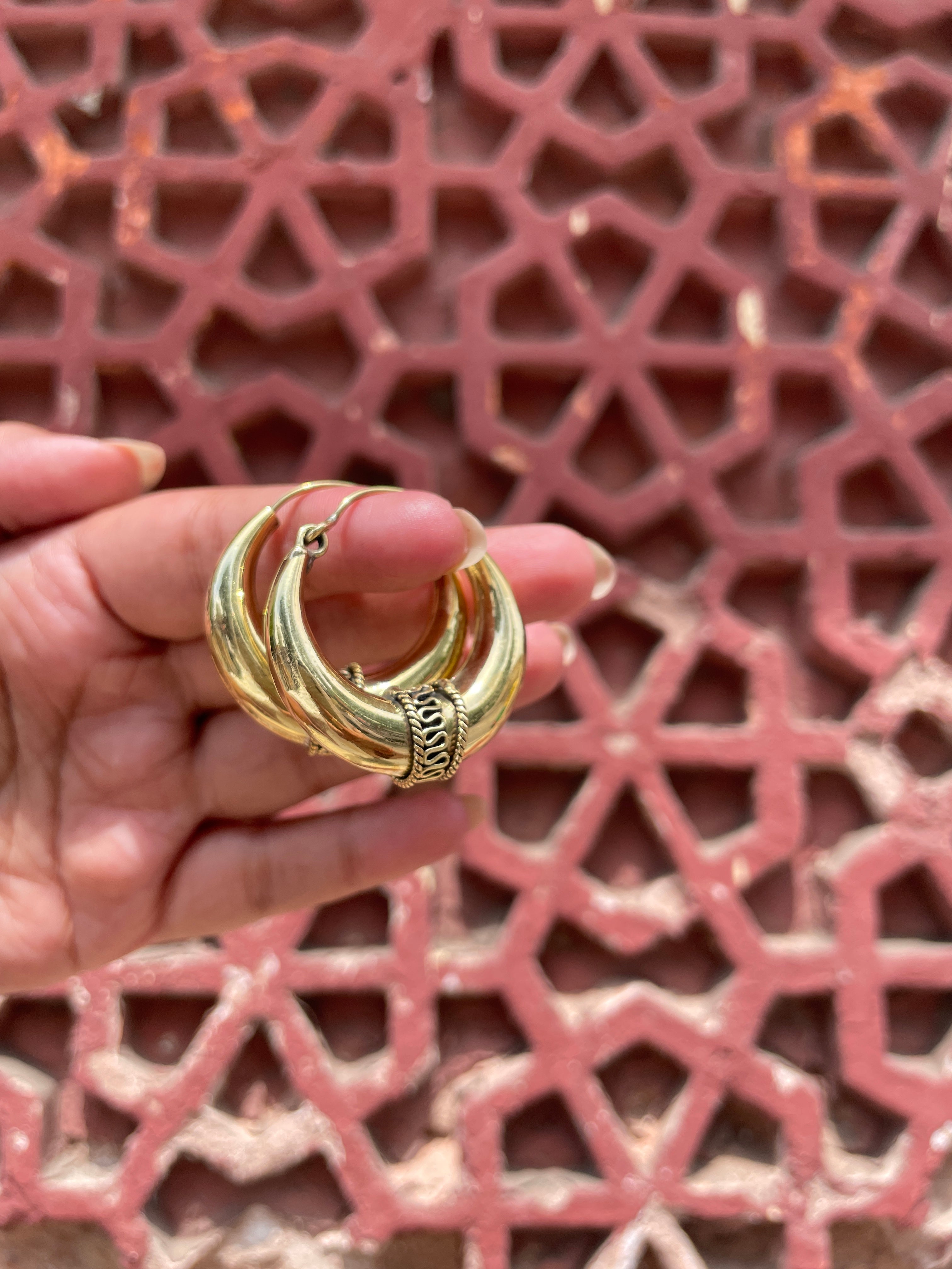 Padmini Hand-Moulded Brass Chaandbali - Medium