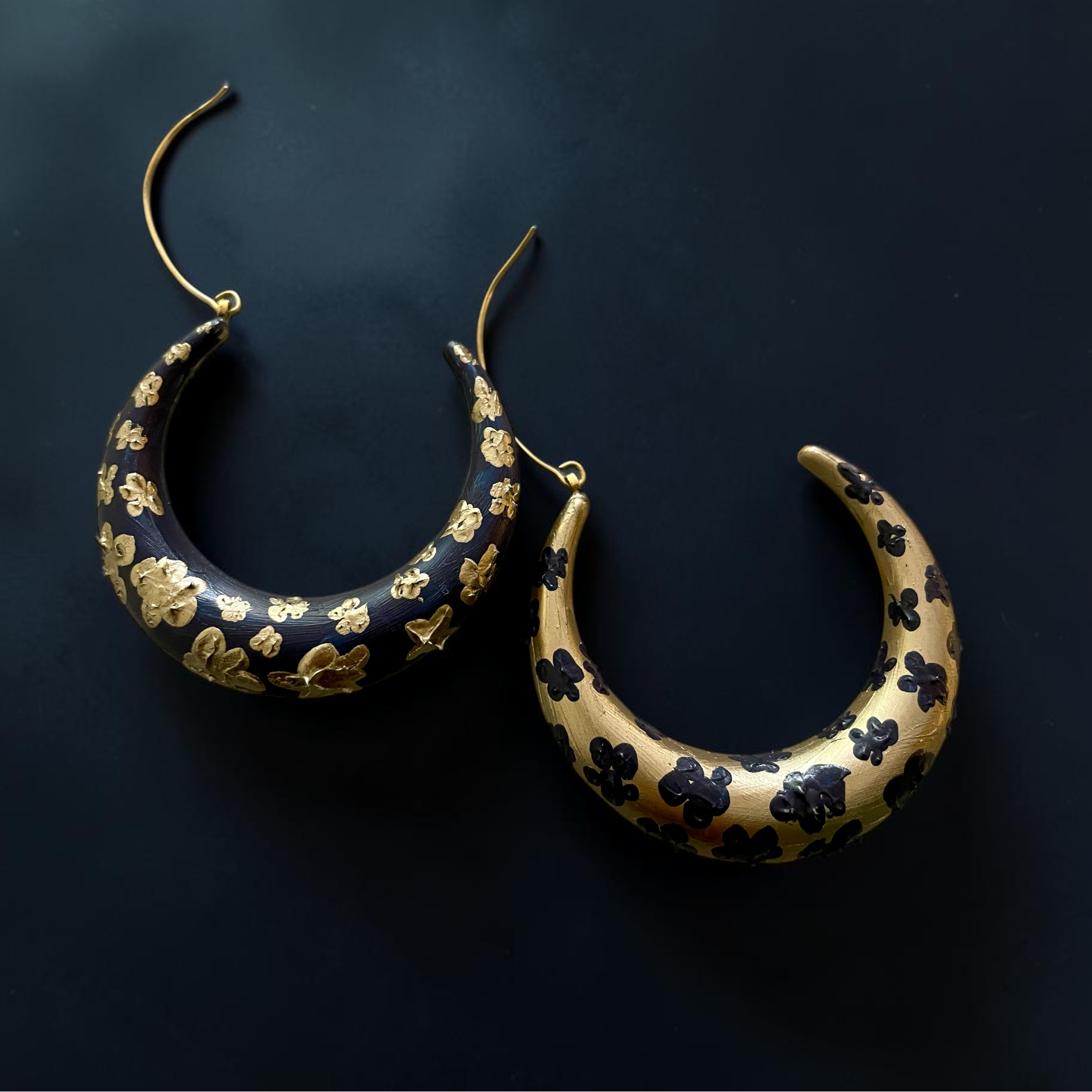Brass Hand-Painted Chaandbali - Extra Large