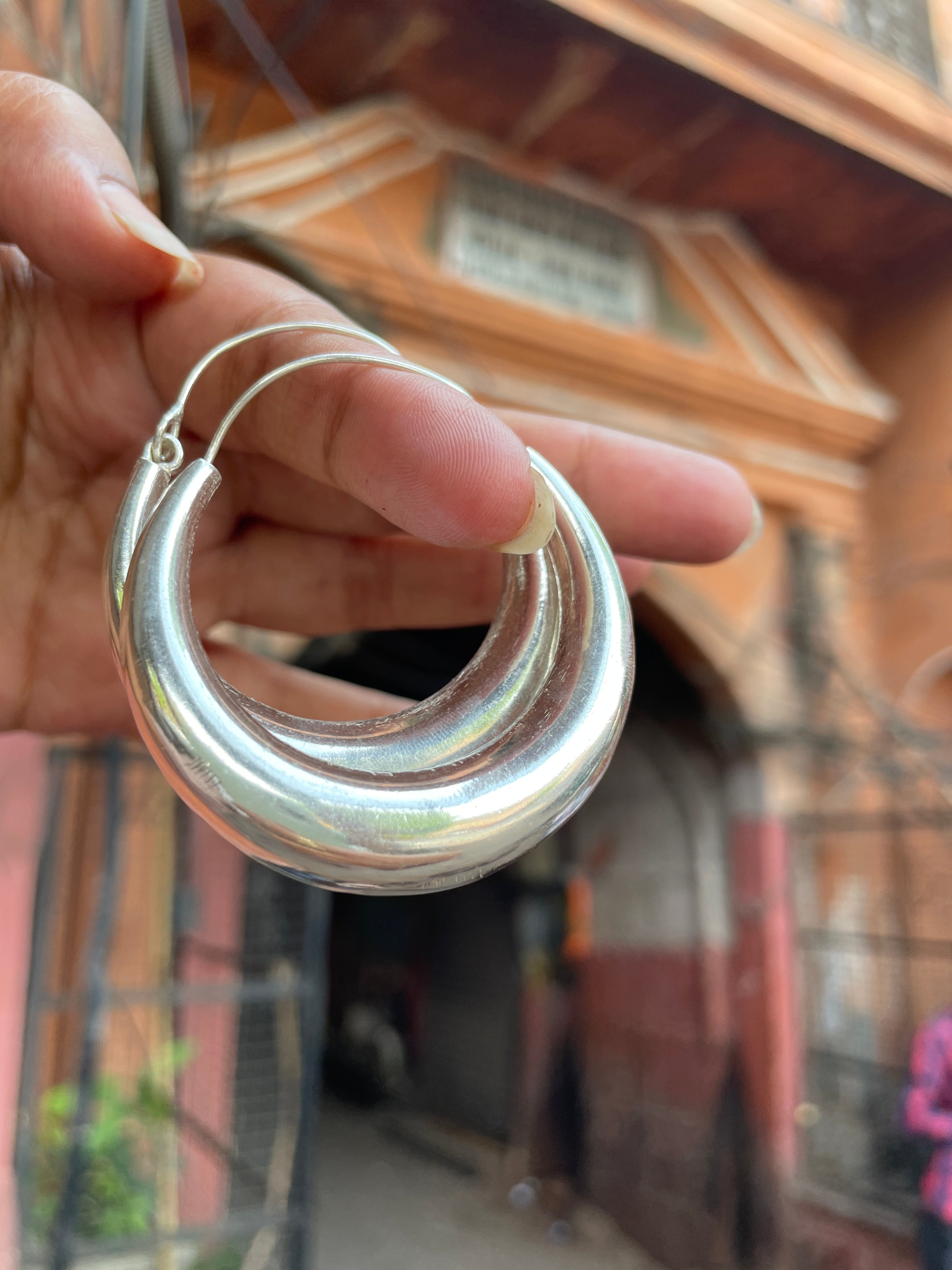 Hidaya Silver Coated Brass Hand-moulded Chaandbali - Large