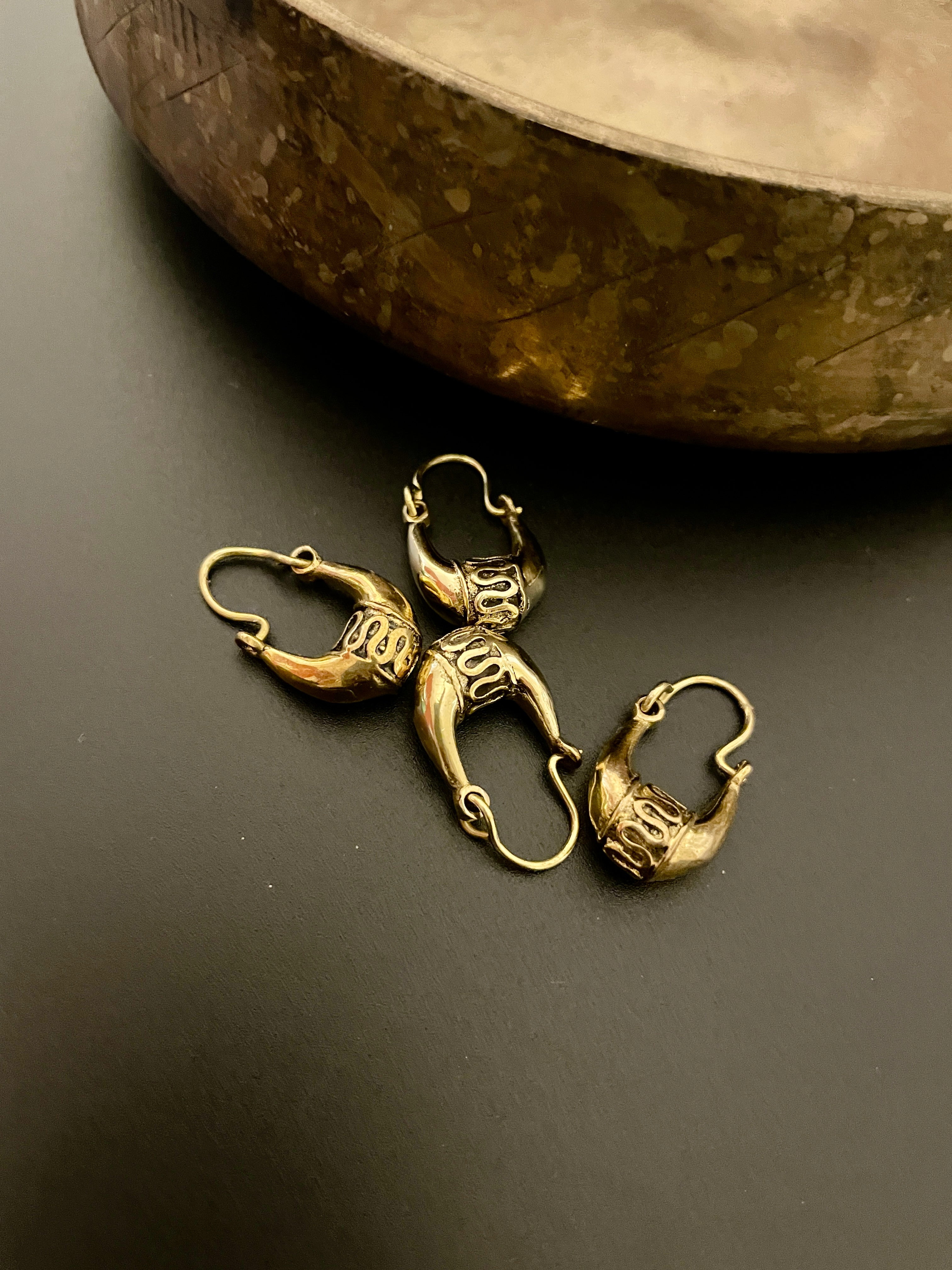 Padmini Hand-Moulded Brass Chaandbali - Extra Small