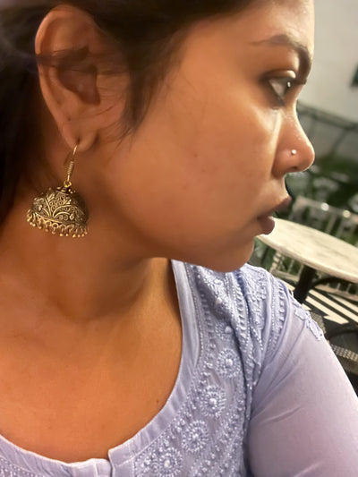 Oxidised Copper Filigree Jhumkas