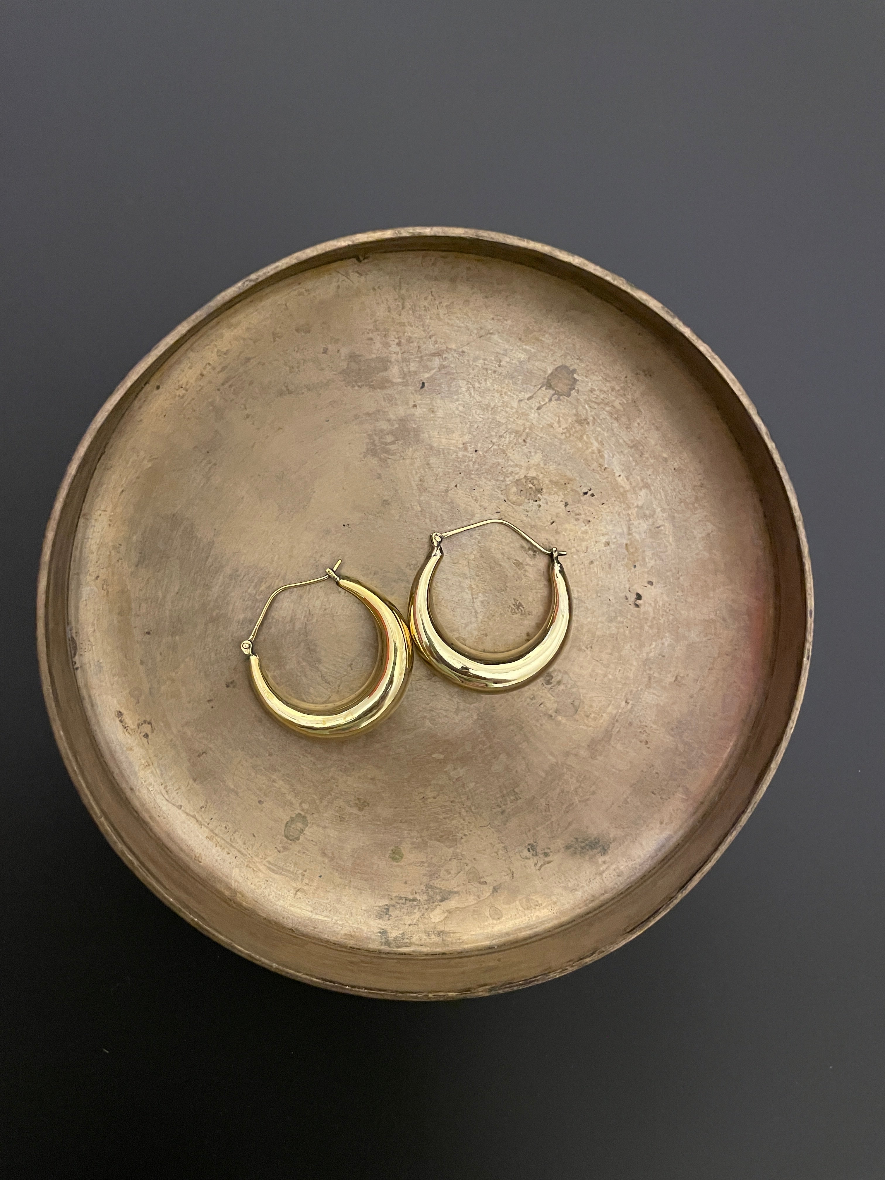 Brass Hand-moulded Chaandbali - Medium Small