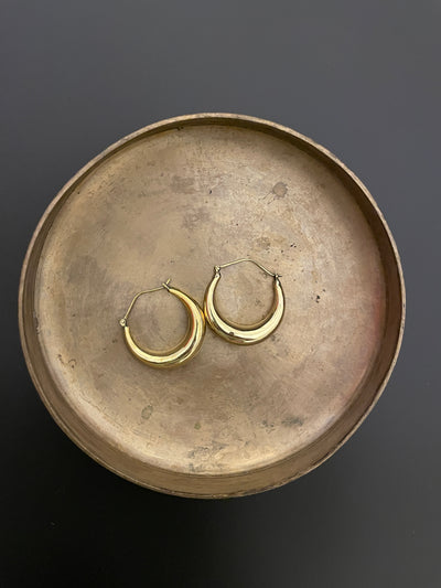 Brass Hand-moulded Chaandbali - Medium Small