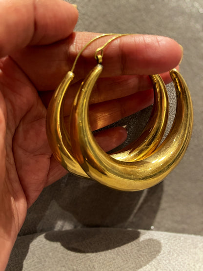 Brass Hand-moulded Chaandbali - Extra Large