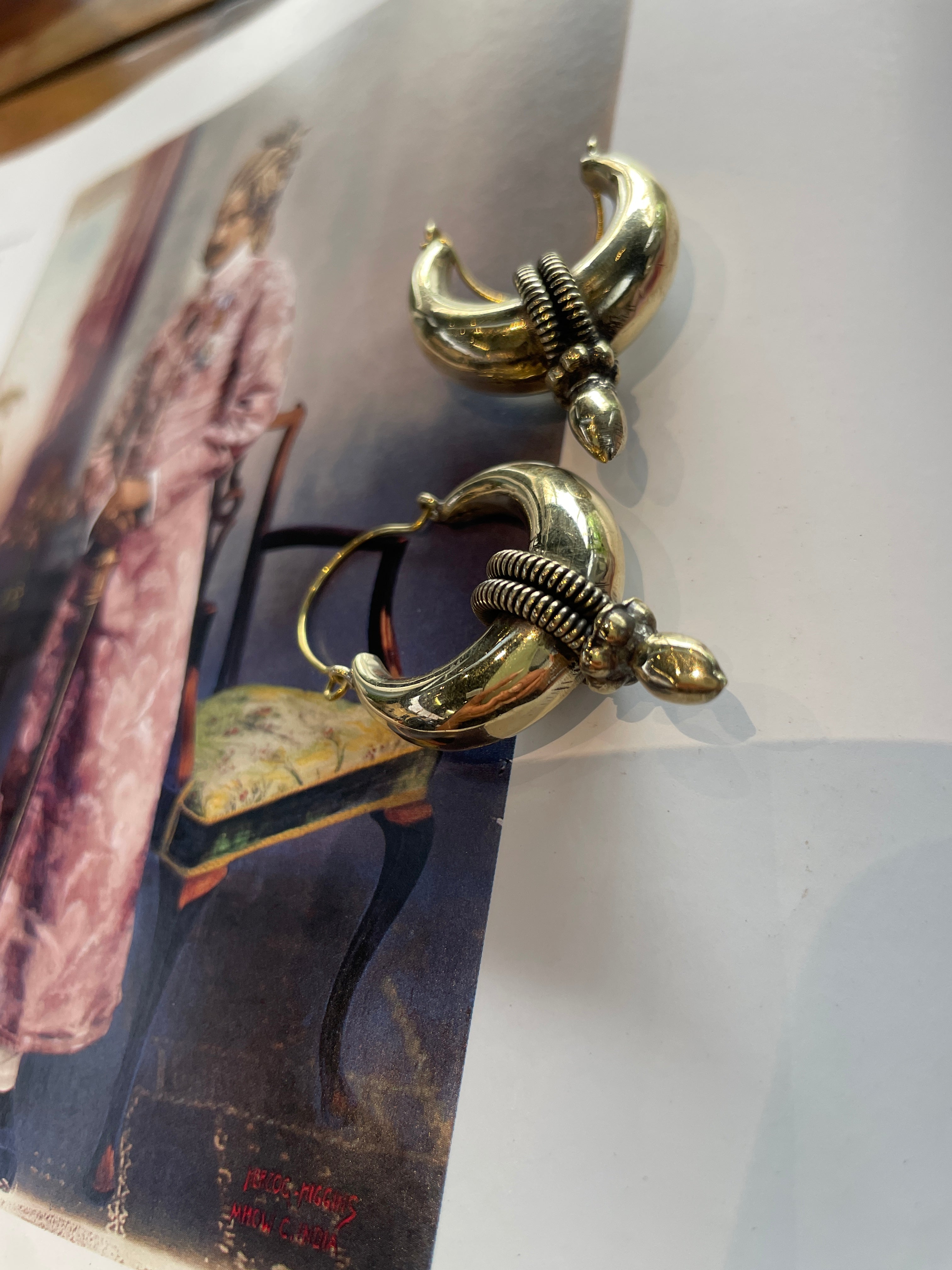 Kala Brass Hand-Moulded Chaandbali - Medium