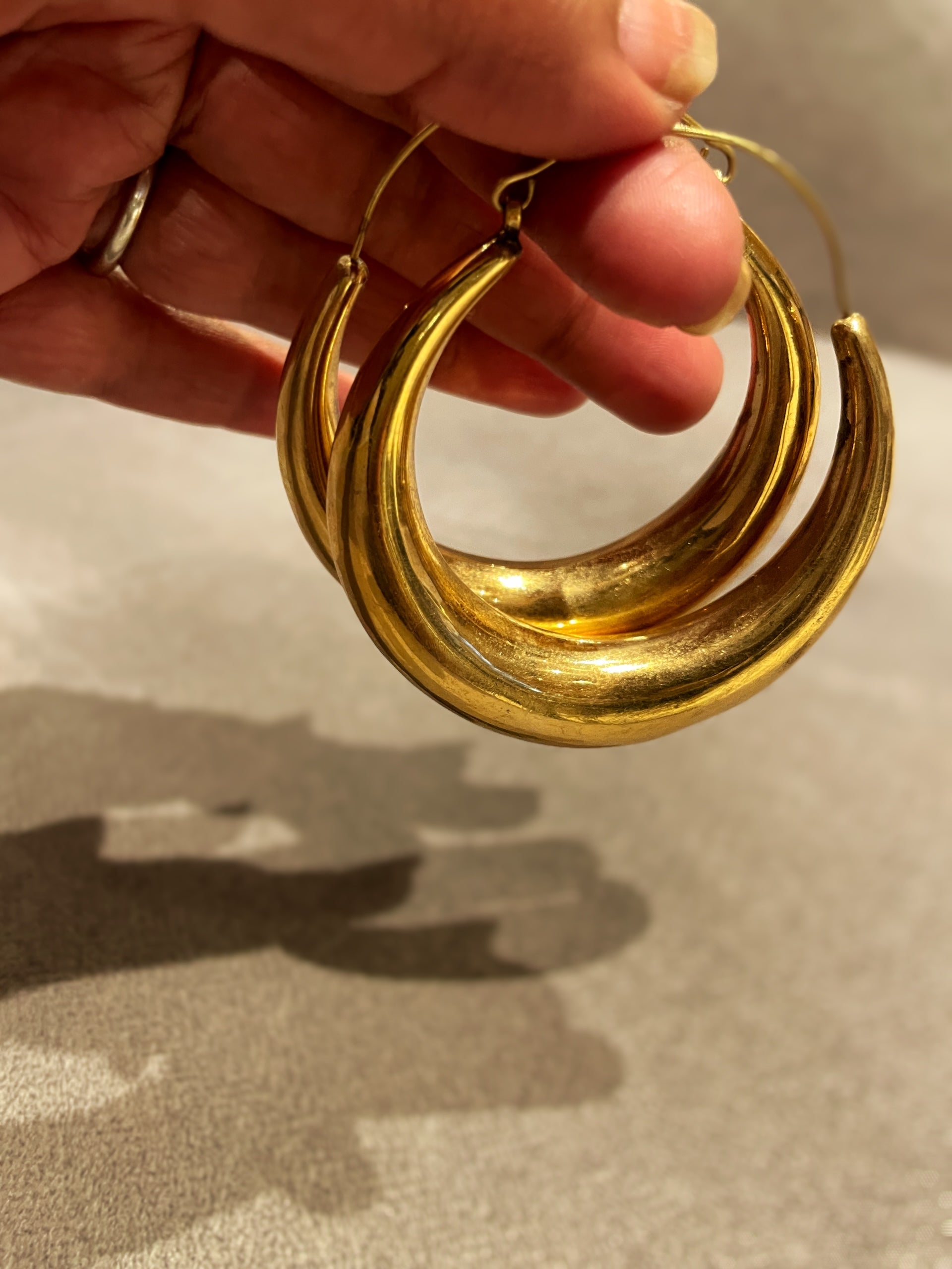 Brass Hand-moulded Chaandbali - Extra Large