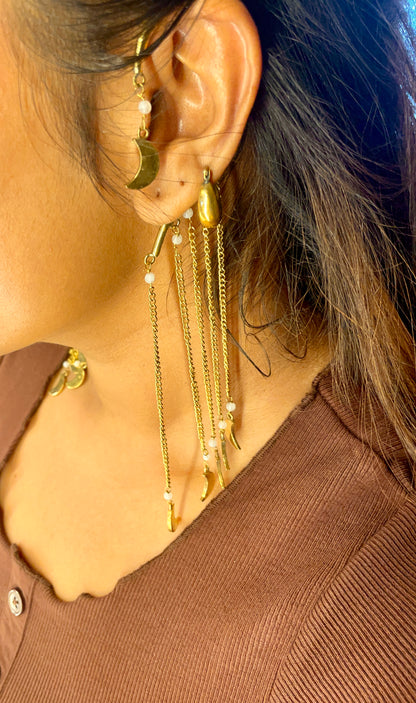 Chaand Leher Brass Earcuffs