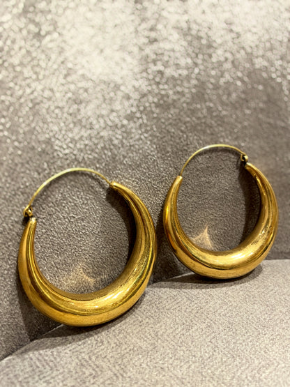 Brass Hand-moulded Chaandbali - Extra Large