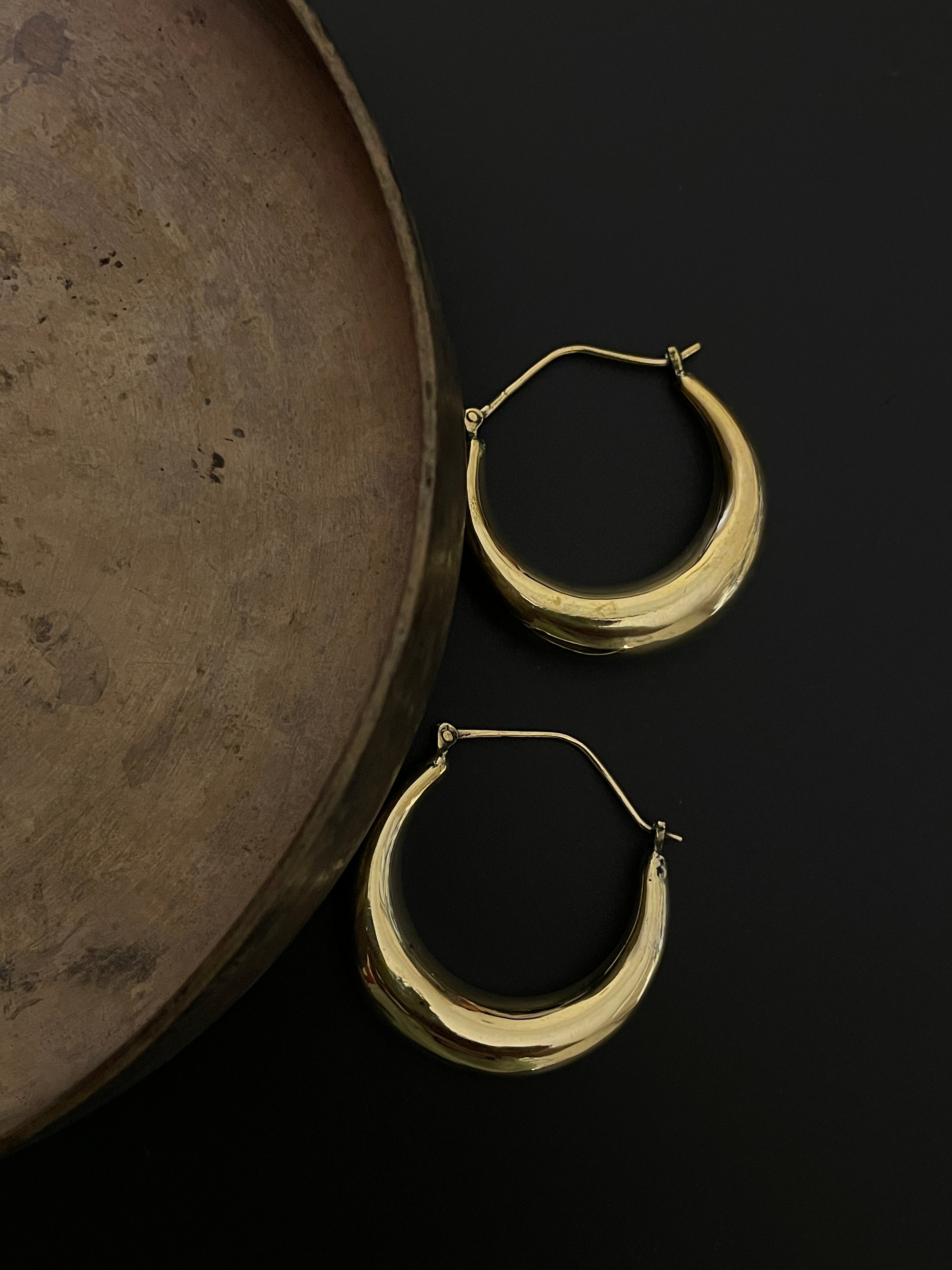 Brass Hand-moulded Chaandbali - Medium Small