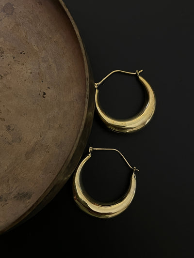 Brass Hand-moulded Chaandbali - Medium Small