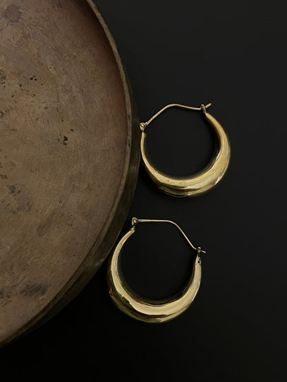 Brass Hand-moulded Chaandbali - Medium Small