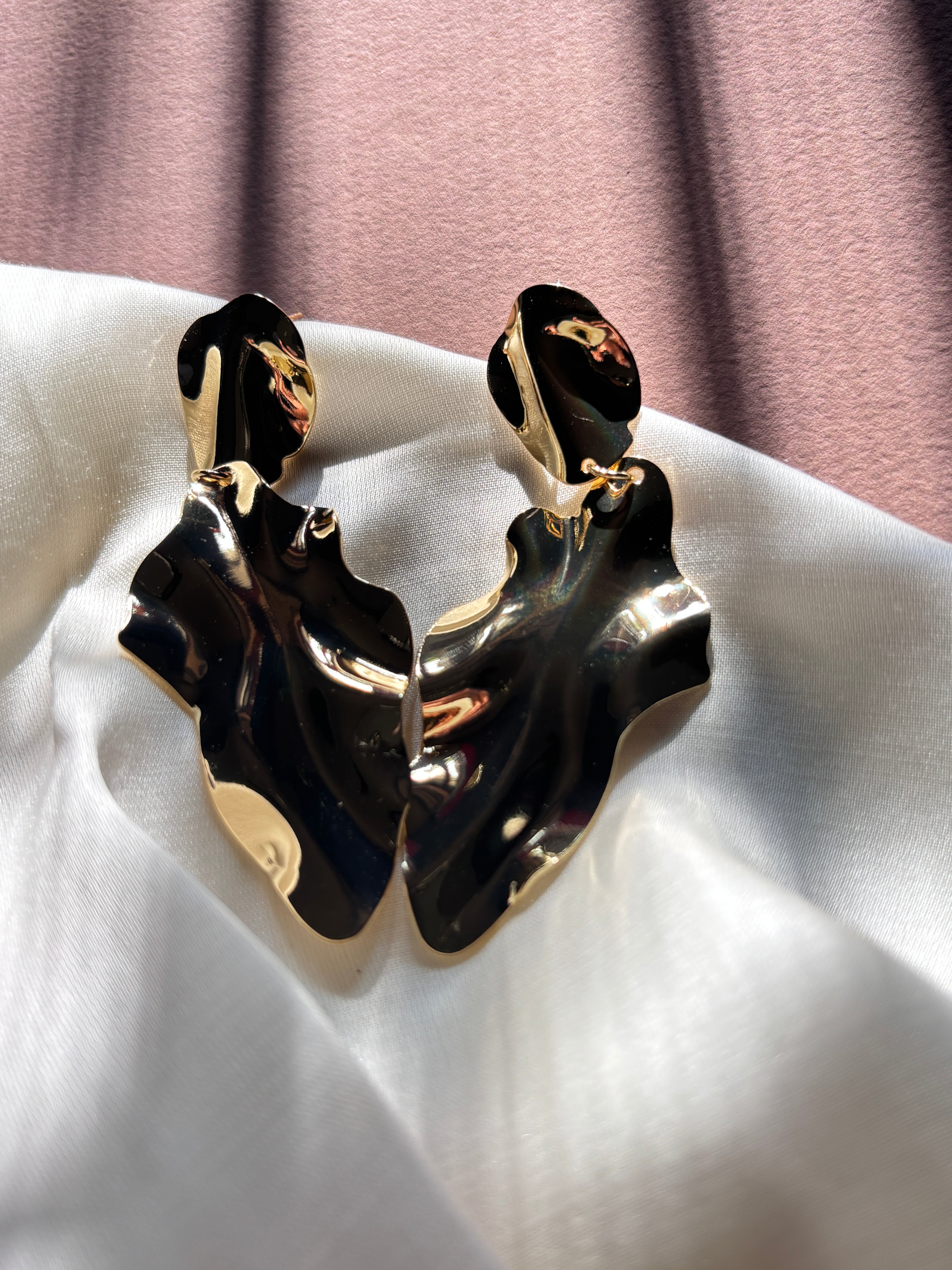 Hammered Leaf Dangler Earrings