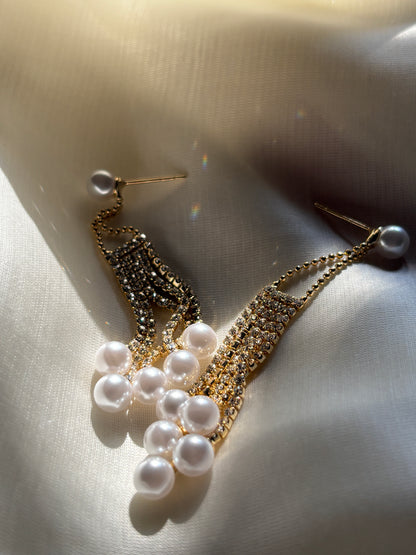 Swan Pearl & Cubic Zirconia Danglers
