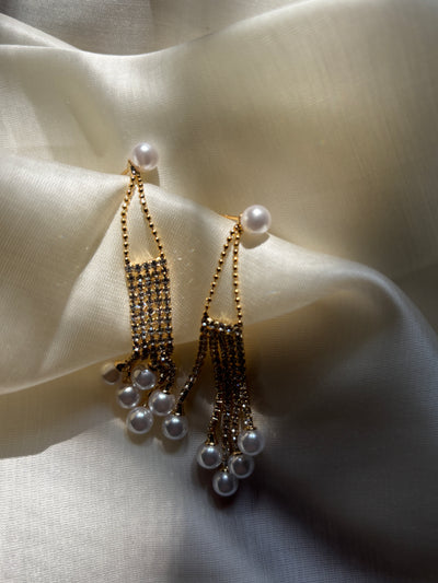 Swan Pearl & Cubic Zirconia Danglers