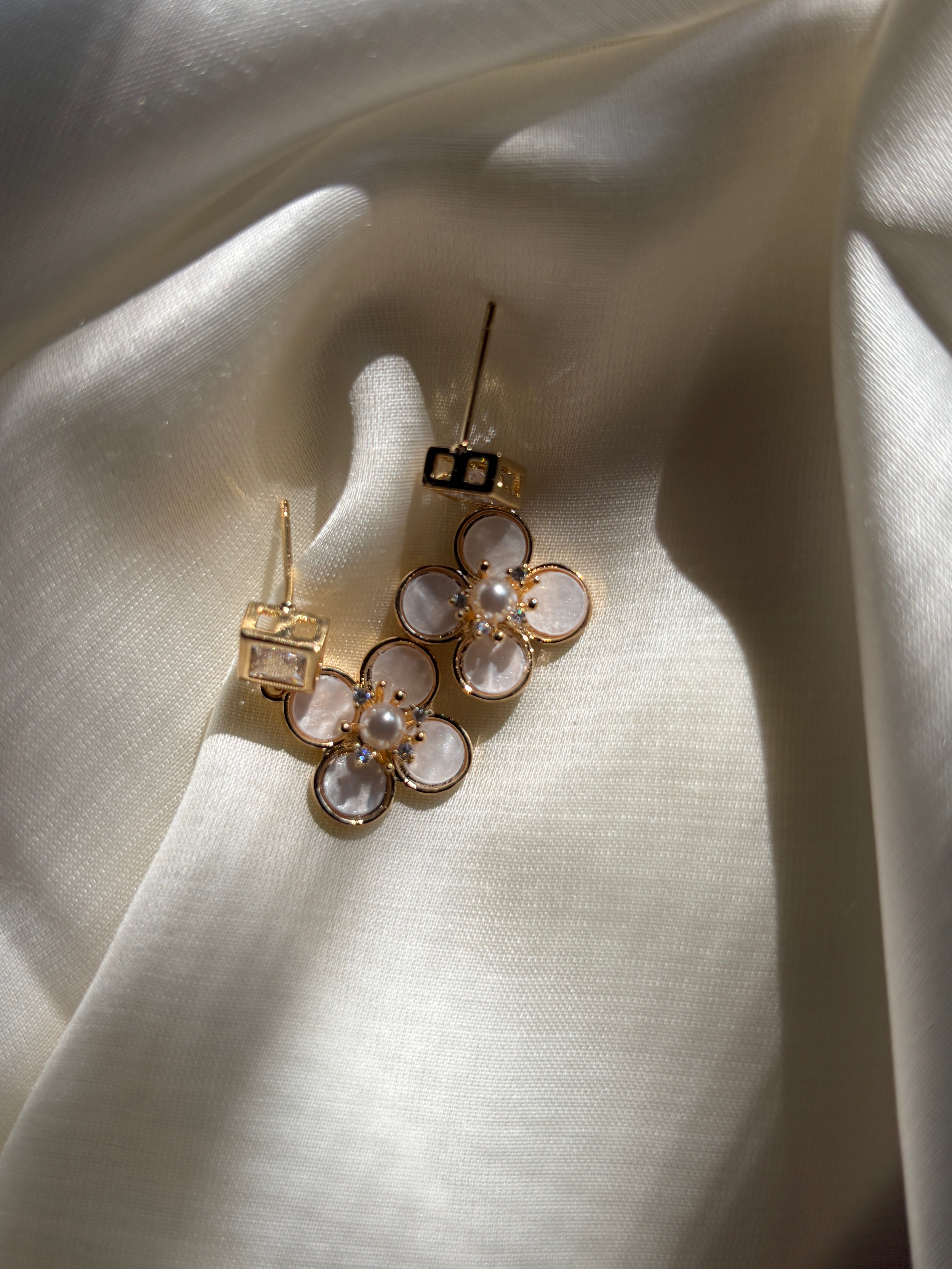 Crystal Clover Drop Earrings