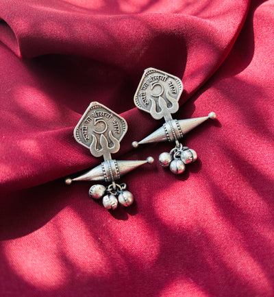 Oxidized Five Paisa Coin Dangler Earrings