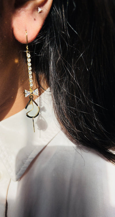 Crystal Bow Threader Earrings