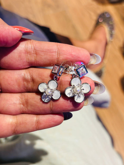 Crystal Clover Drop Earrings