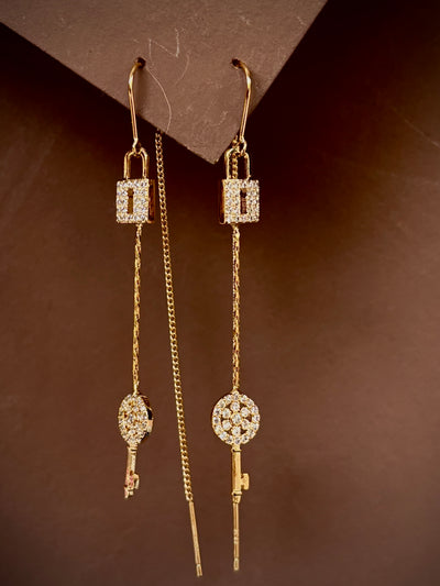 Lock & Key Threader Earrings