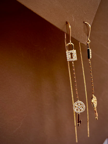 Lock & Key Threader Earrings