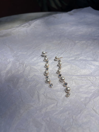 Crystal & Semi - Pearl Dangler Earrings