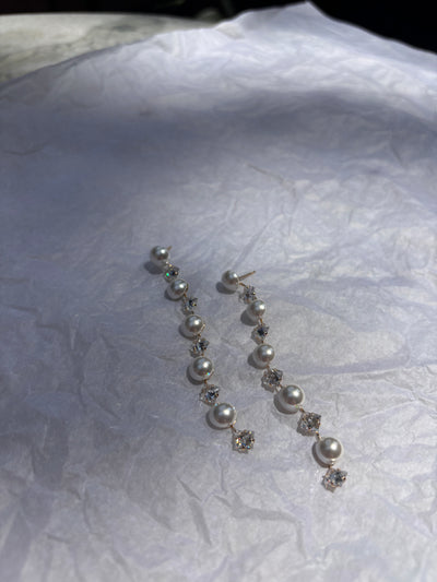 Crystal & Semi - Pearl Dangler Earrings