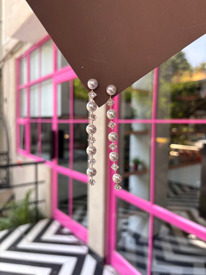 Crystal & Semi - Pearl Dangler Earrings