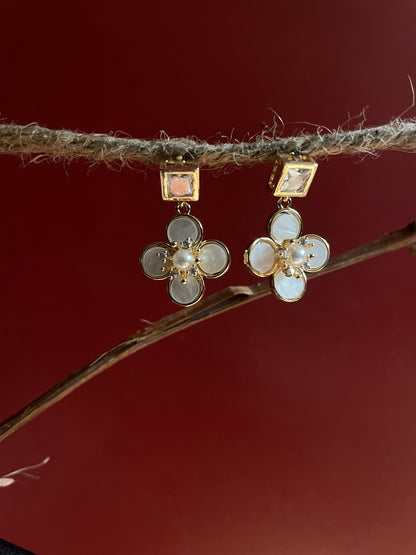 Crystal Clover Drop Earrings